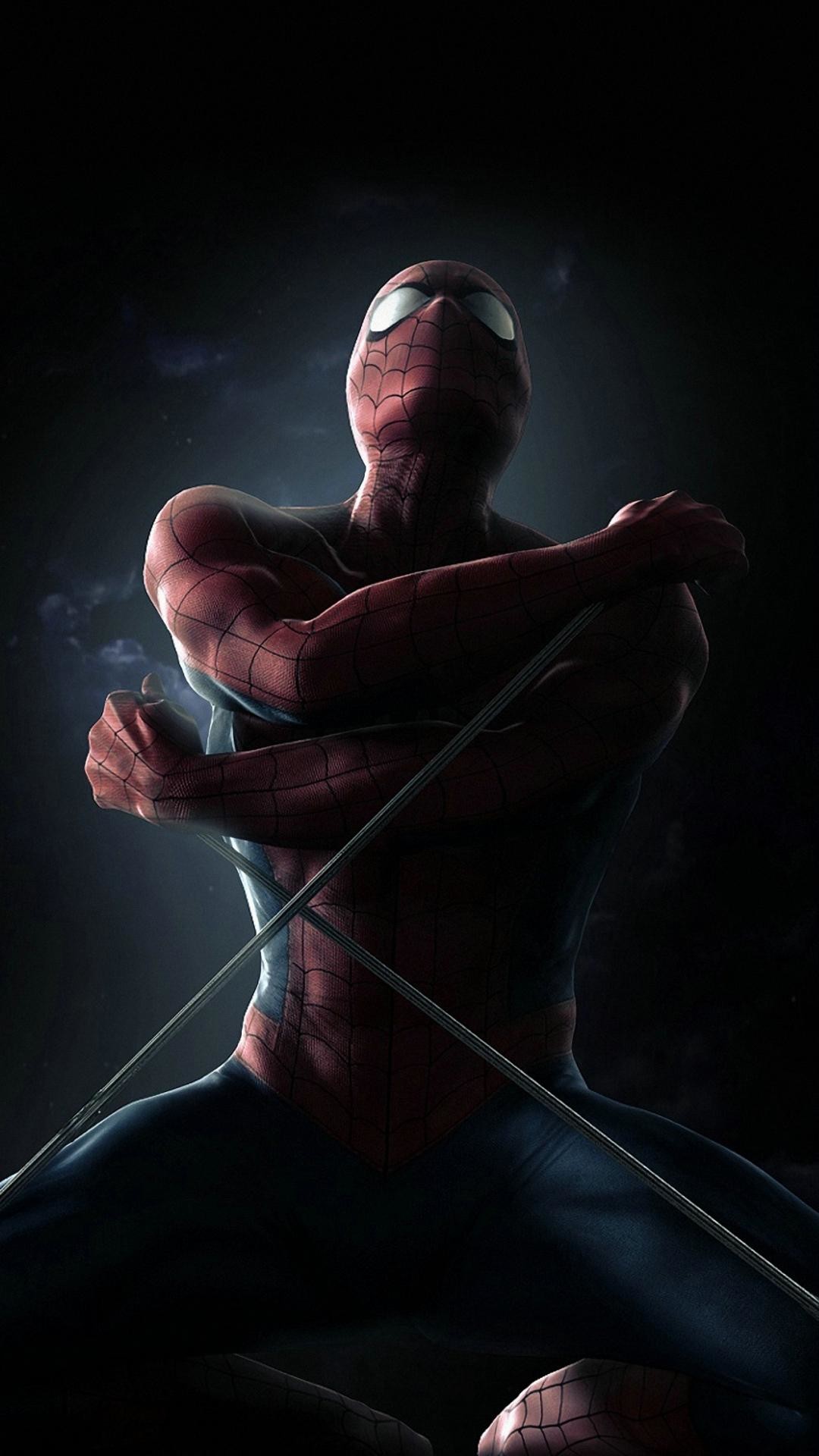Spider-Man, Marvel, Sfondo scuro, Ragnatela, wallpaper per iPhone e Android