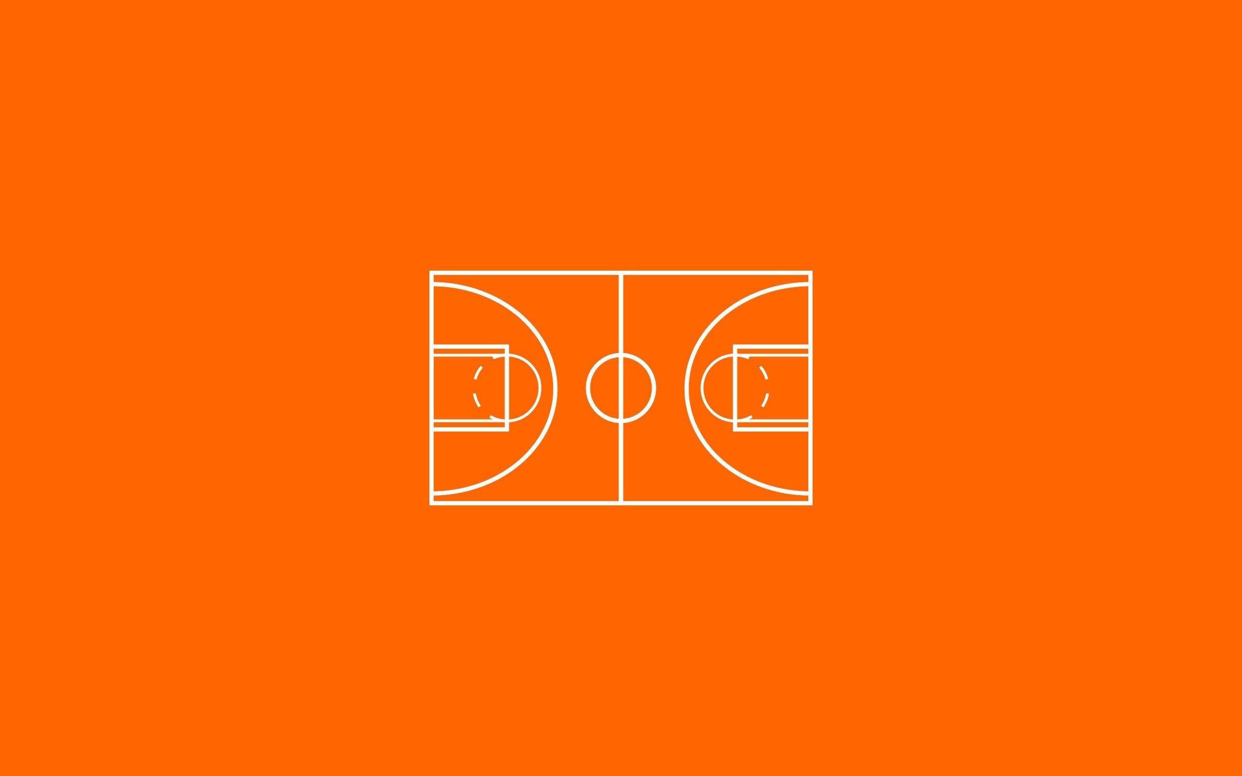 Campo da basket, Minimalismo, Arancione, 2K, sfondo per portatile
