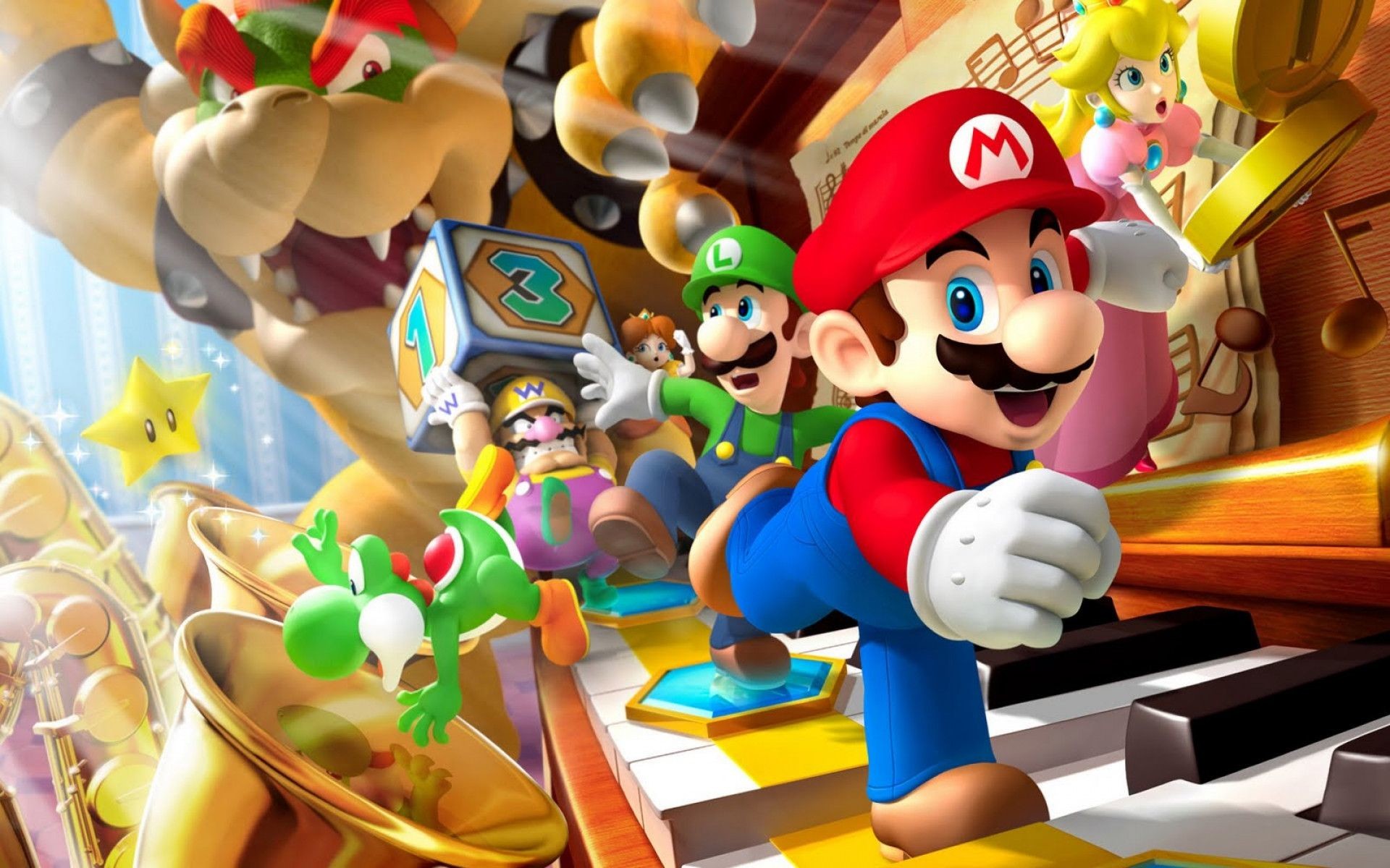 Super Mario, Luigi, Yoshi, Principessa Peach, Nintendo, 1920x1200, immagine di sfondo