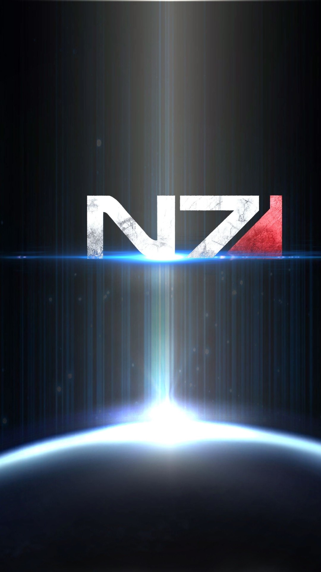N7, Mass Effect, Logo, Orizzonte planetario, sfondo per iPhone e Android