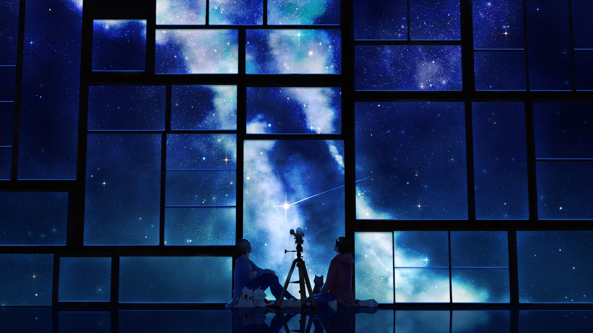 Cielo stellato, Via Lattea, Finestre, Telescopio, Notte, 1920x1080, immagine di sfondo