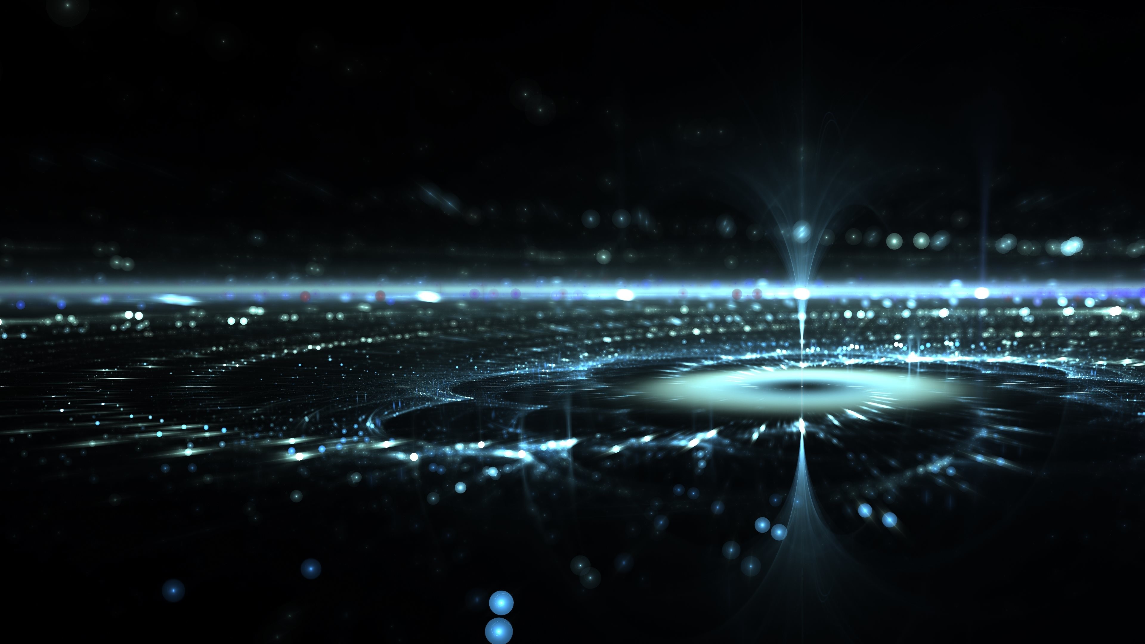 Frattale, Astratto, Luci, Spazio, Sfondo nero, 4K, wallpaper per PC