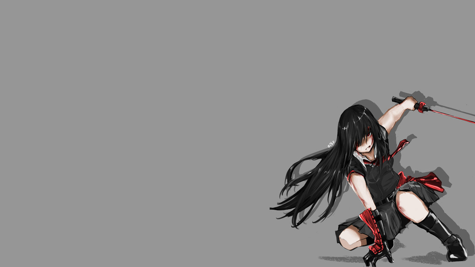 Akame, Akame ga Kill!, Katana, Sfondo grigio, 1920x1080, wallpaper desktop