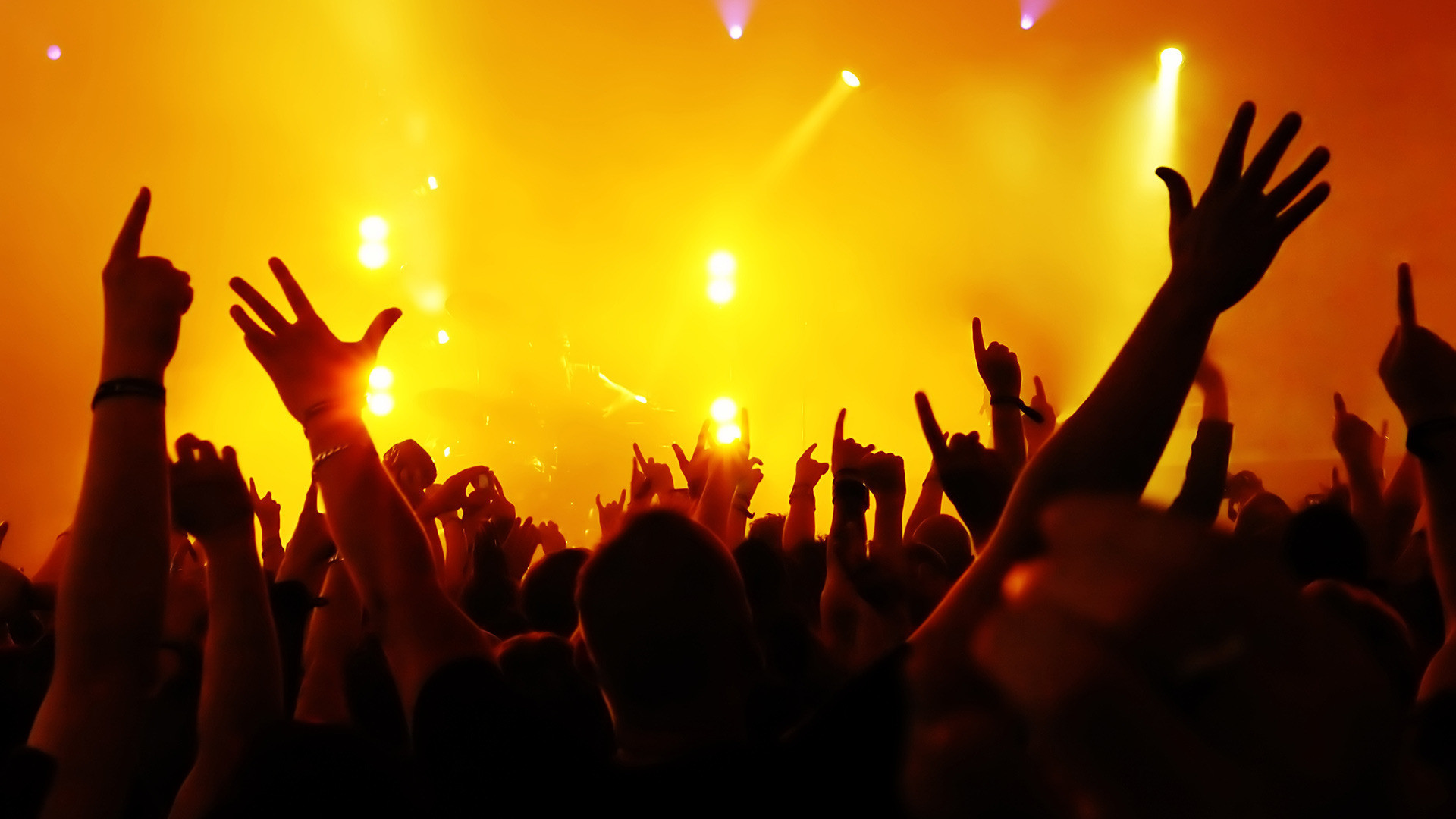 Pubblico, Concerto, Luci del palco, Arancione, 1920x1080, sfondo per PC