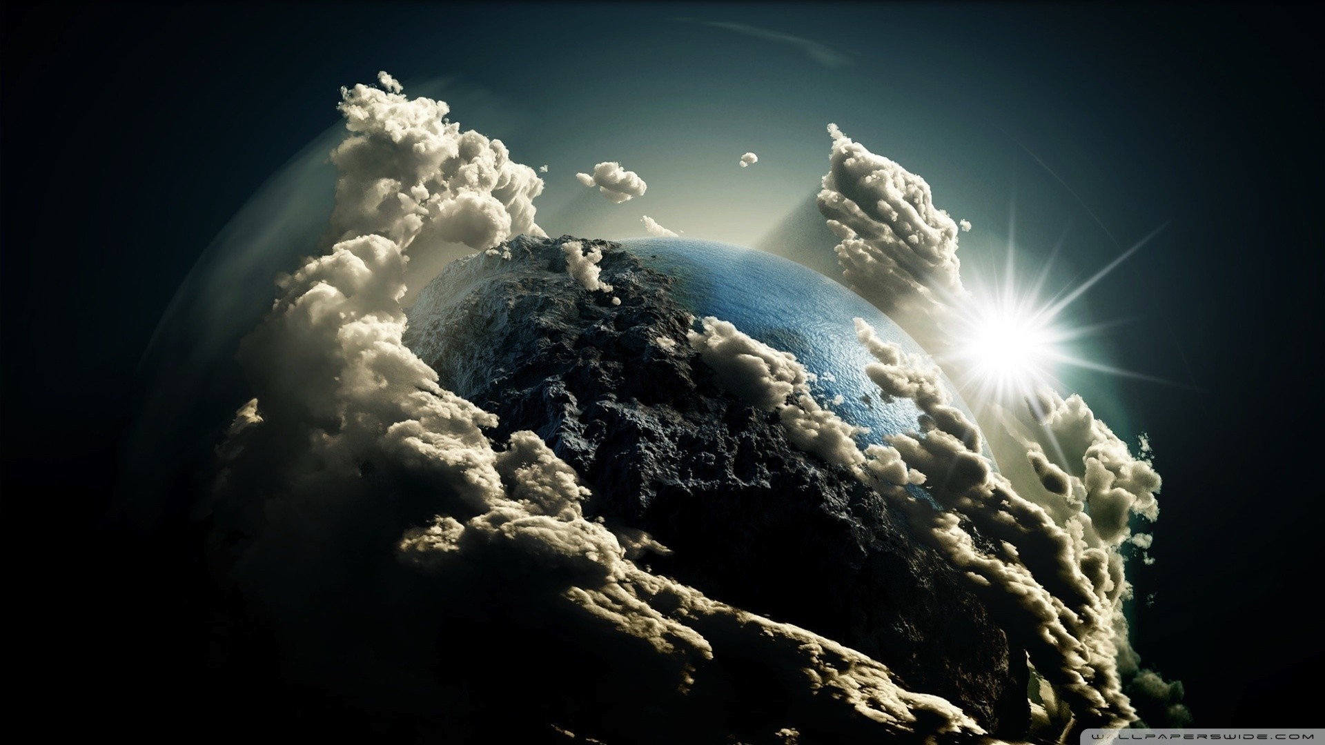 Terra, Nuvole, Spazio, Sole, Full HD, sfondo desktop