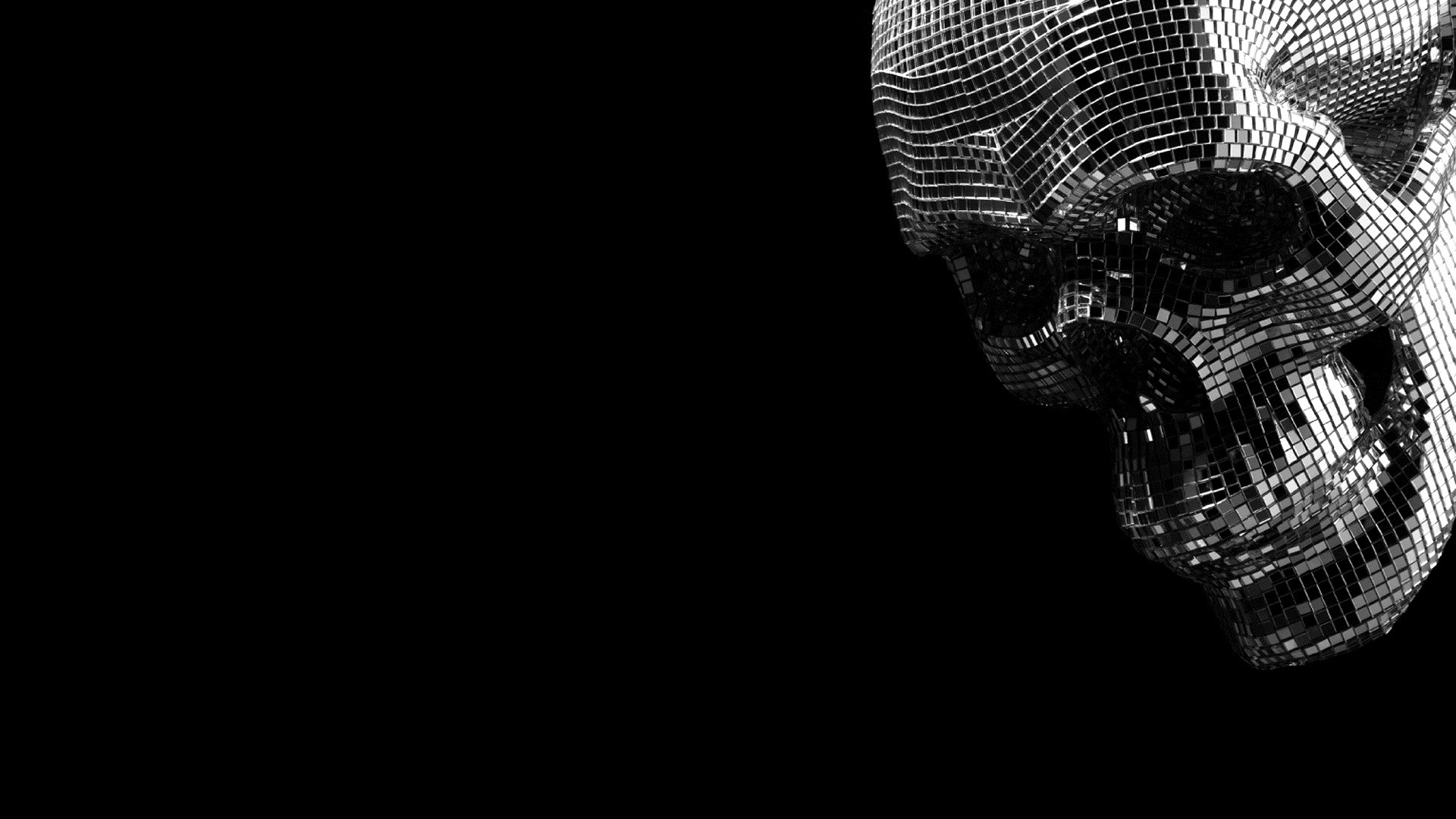 Teschio, Wireframe, Sfondo nero, Arte digitale, Full HD, wallpaper per portatile