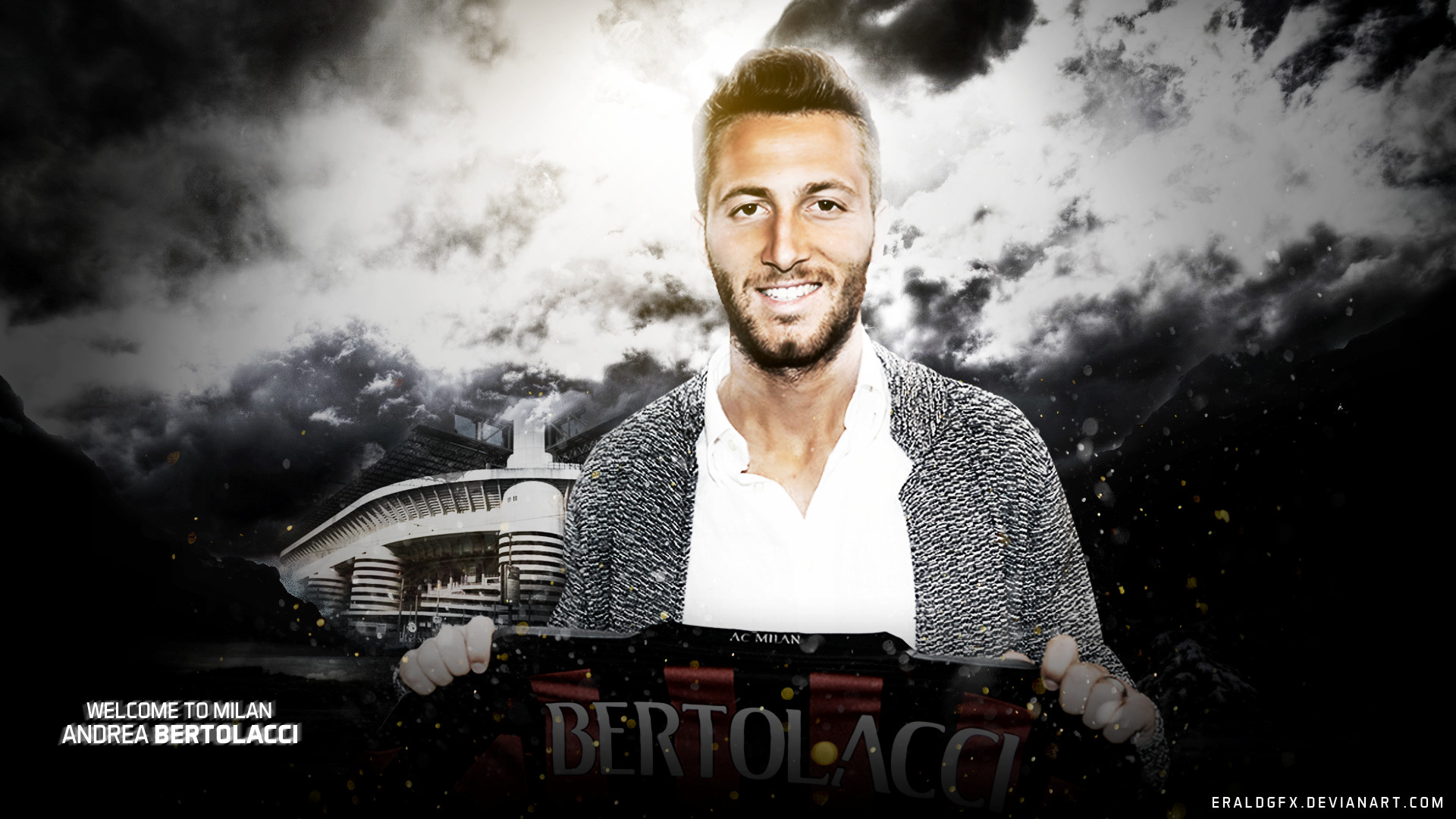 Andrea Bertolacci, AC Milan, Stadio San Siro, Sciarpa, Full HD, sfondo per PC