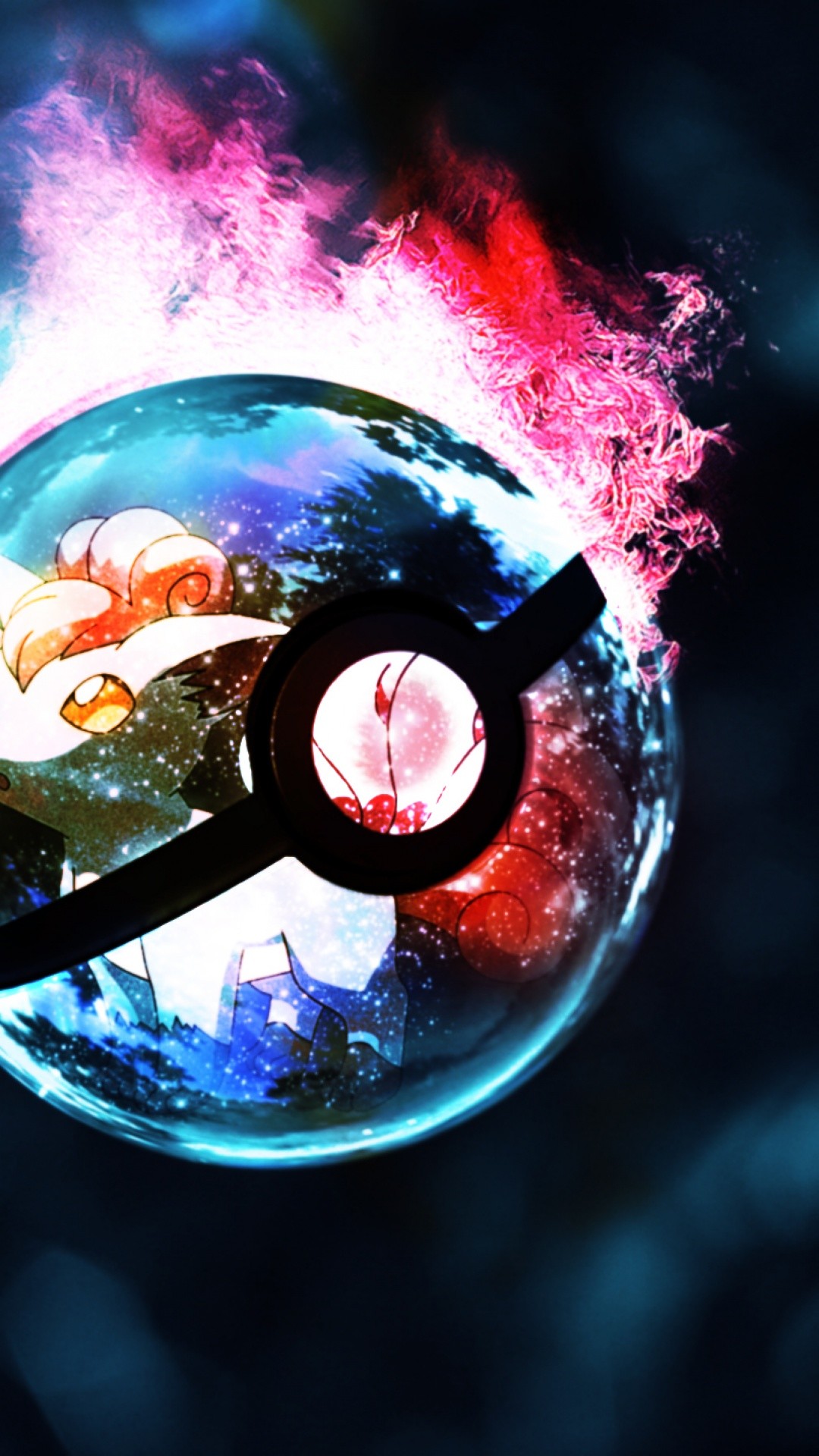 Poké Ball, Pokémon, Sfera di vetro, Galassia, 1080x1920, schermata di blocco iPhone