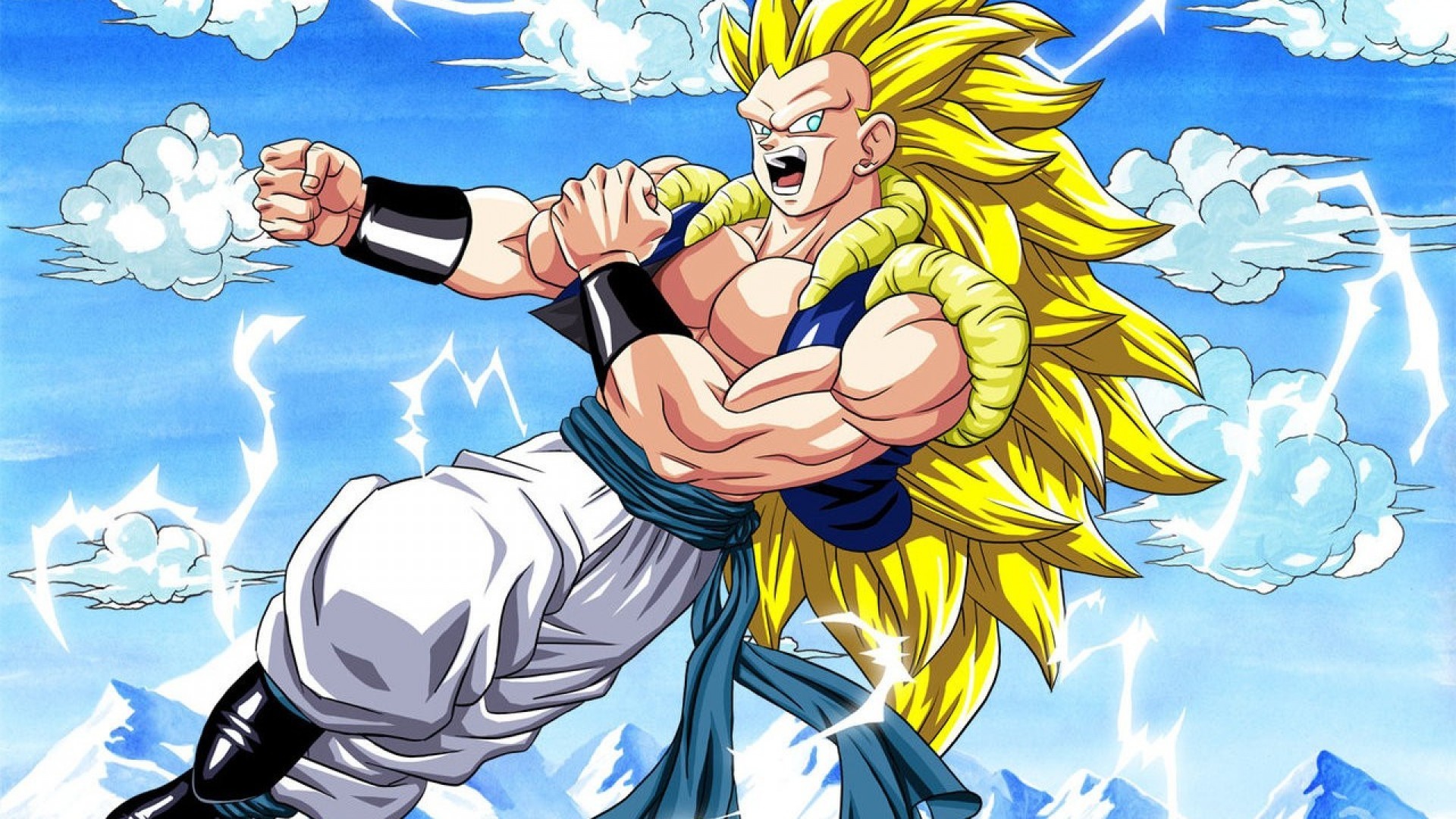 Gotenks, Dragon Ball Z, Super Saiyan 3, Cielo, 16:9 Full HD, sfondo widescreen