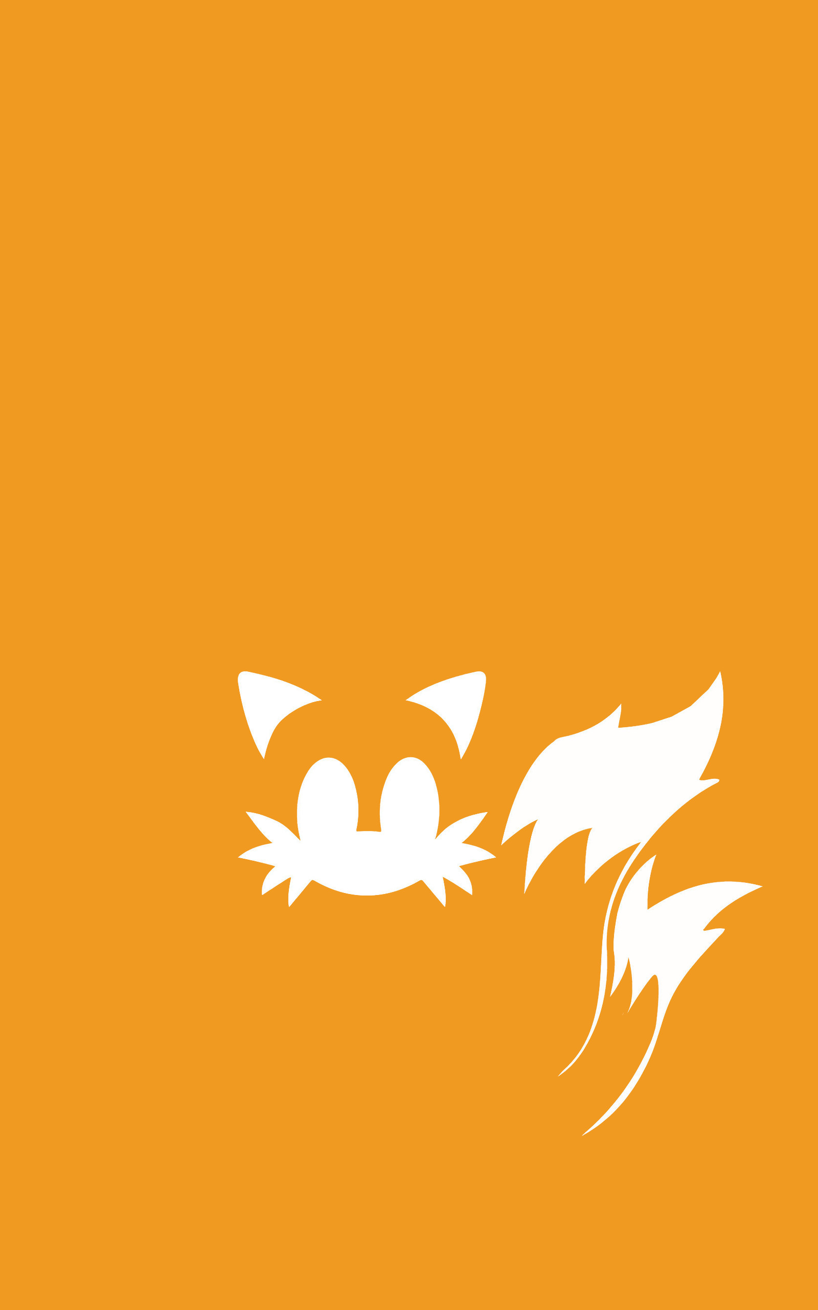 Tails, Sonic the Hedgehog, Minimalismo, Sfondo arancione, QHD+, schermata di blocco del cellulare