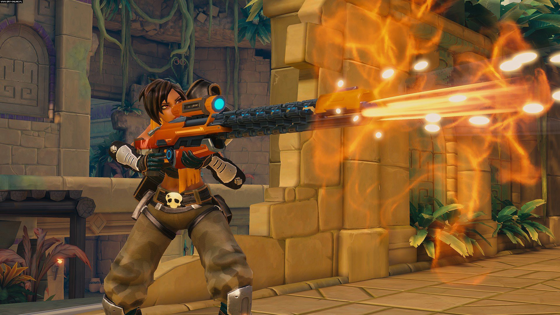 Kinessa, Paladins, Fucile, Fiamme, 16:9 Full HD, sfondo widescreen