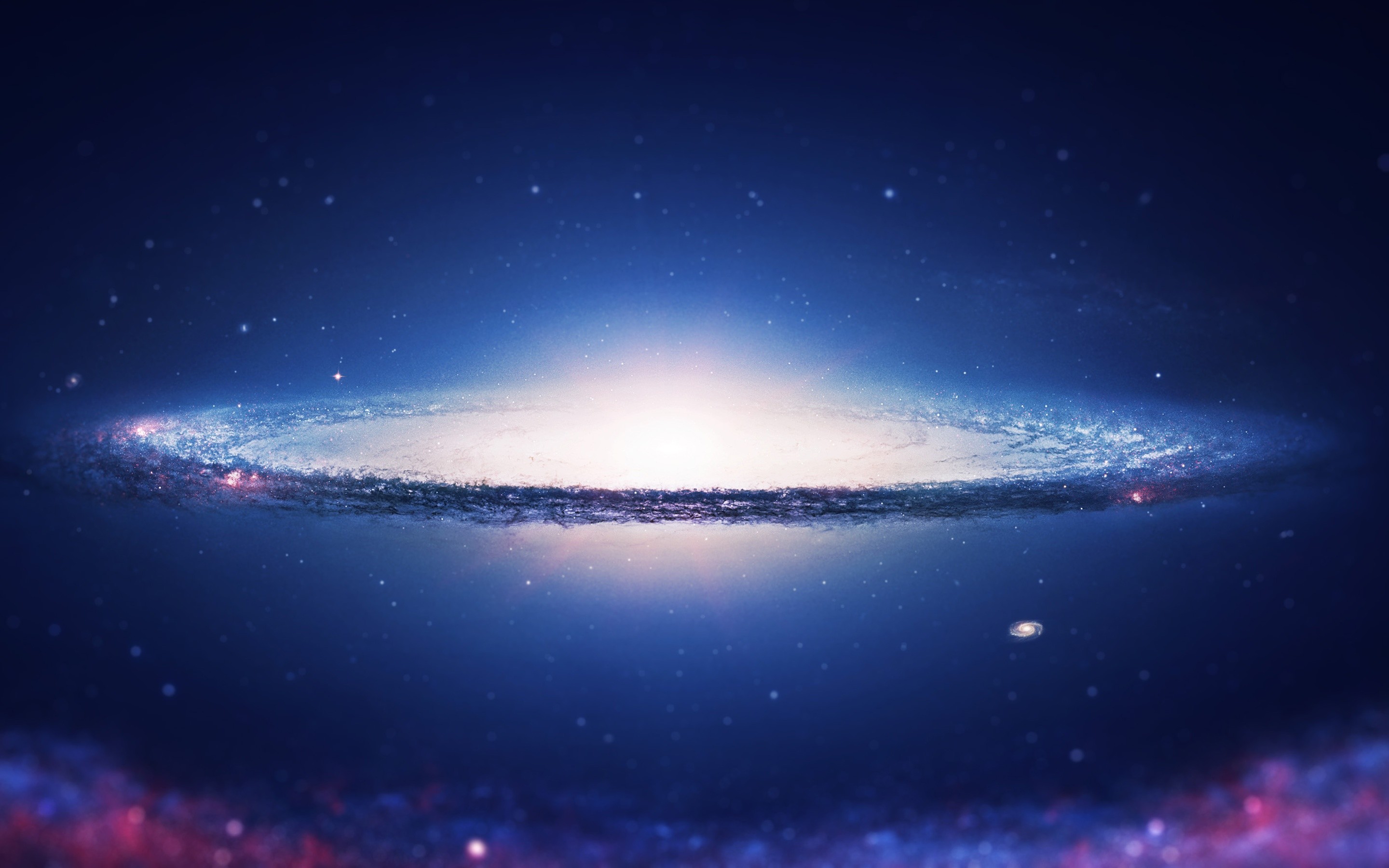 Galassia Sombrero, Galassia, Spazio, Blu, 2K, sfondo desktop