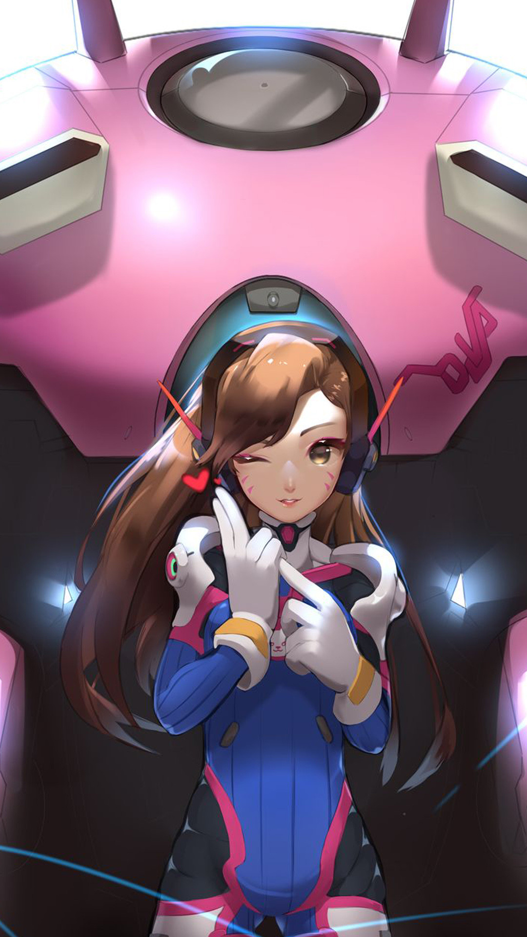 D.Va, Overwatch, MEKA, Occhiolino, 1080x1920, schermata di blocco iPhone