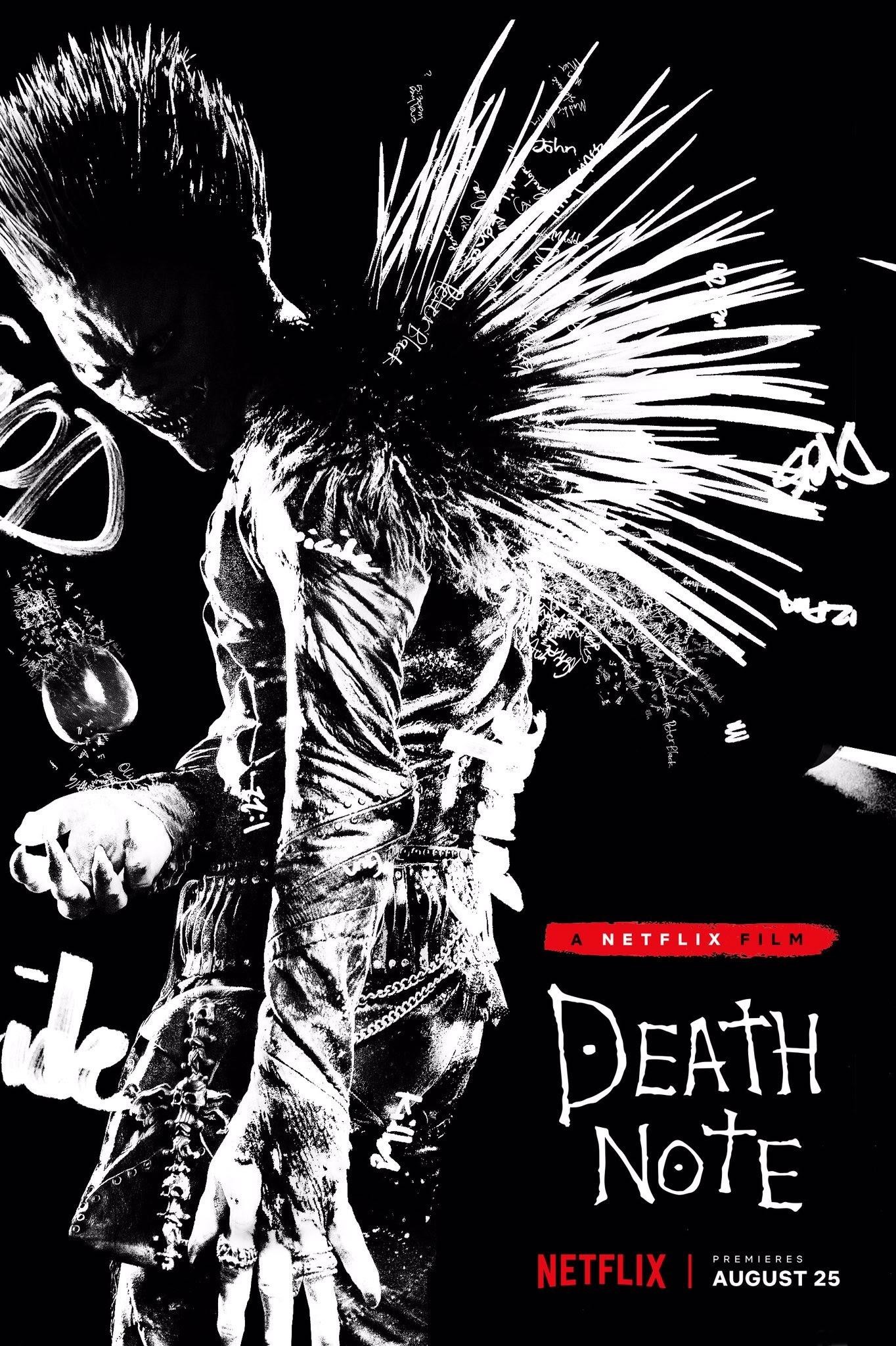 Ryuk, Death Note (film 2017), Netflix, Locandina, Bianco e nero, sfondo iPhone Full HD
