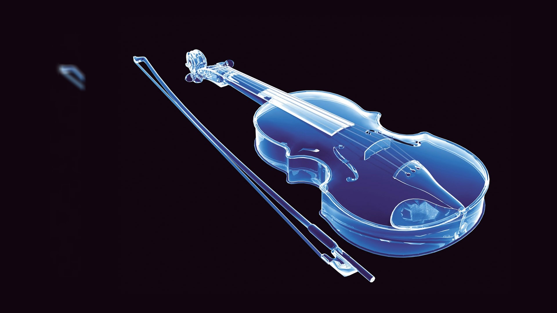 Violino, Vetro, Arte 3D, Sfondo nero, wallpaper per computer