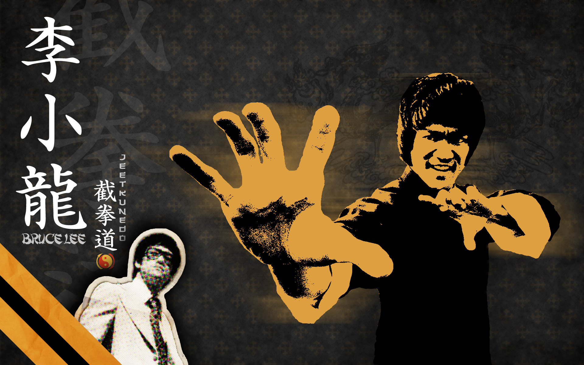 Bruce Lee, Jeet Kune Do, Ideogrammi cinesi, Poster, Full HD, sfondo per portatile