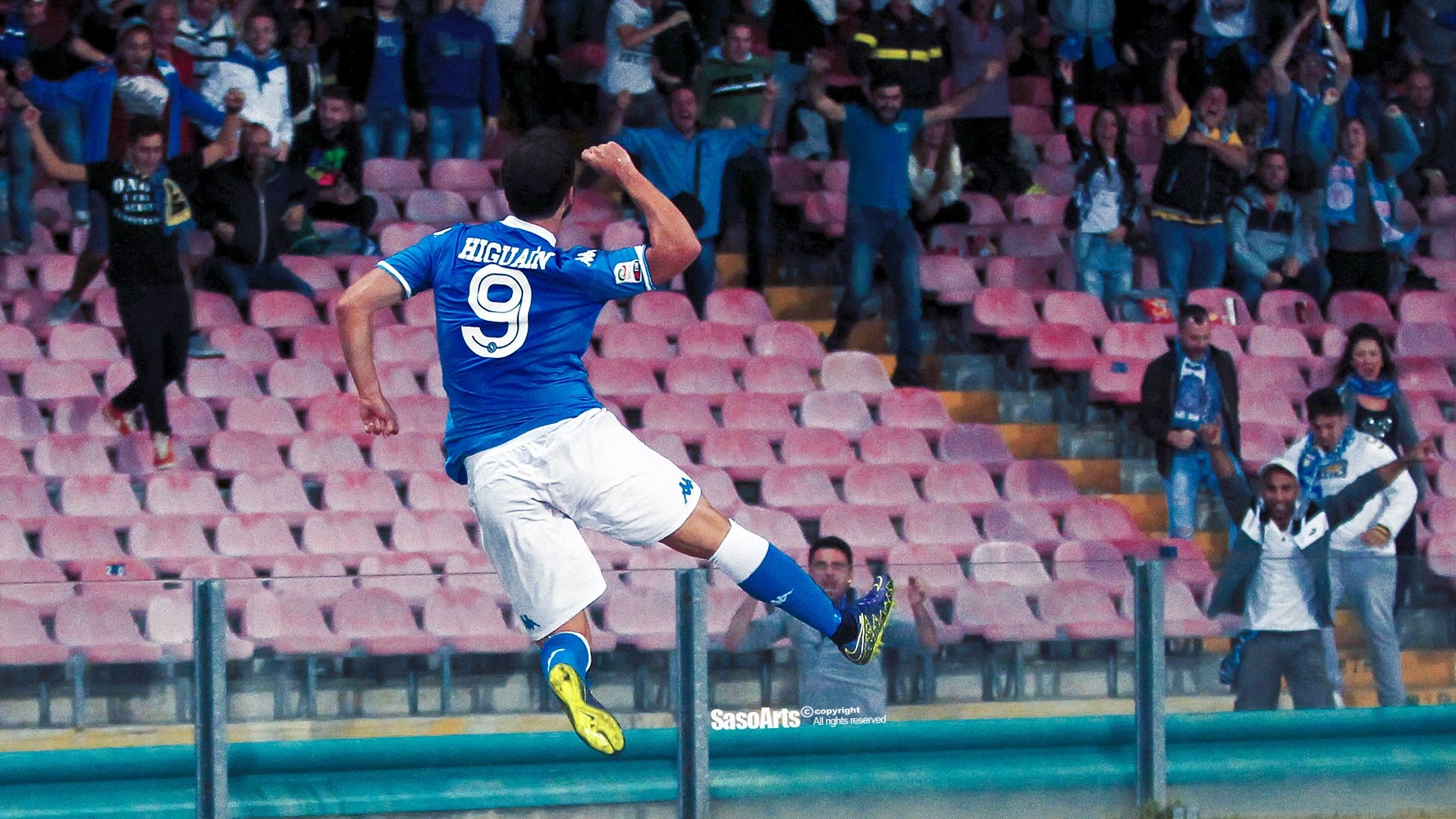 Gonzalo Higuaín, SSC Napoli, Esultanza, Tifosi, 1920x1080, sfondo per PC