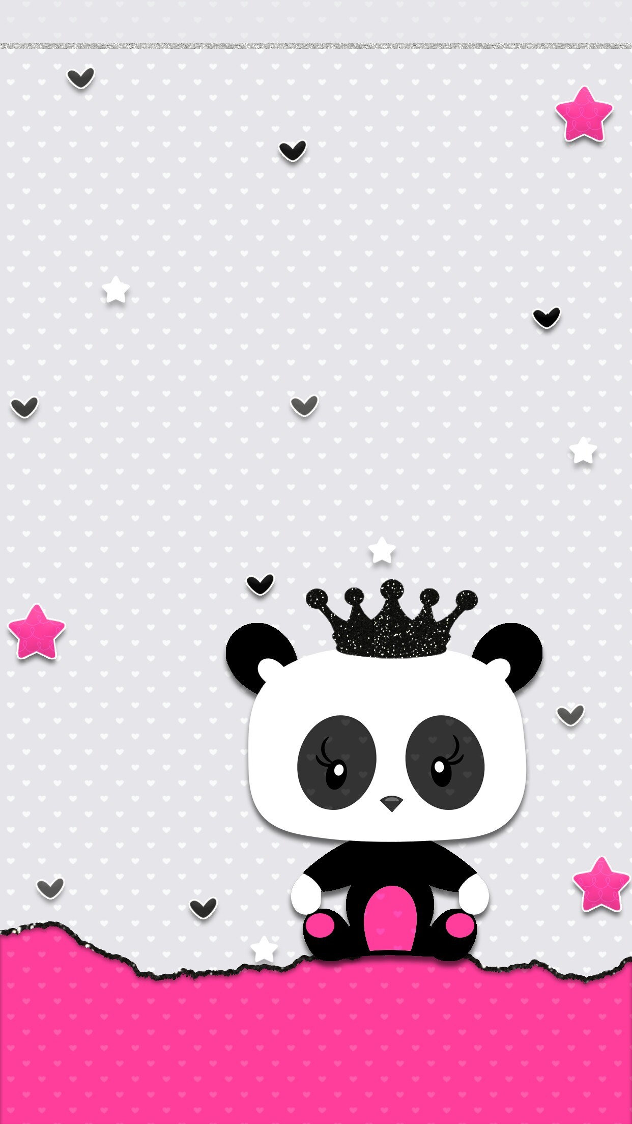 Panda, Corona, Kawaii, Rosa, Full HD, sfondo per smartphone