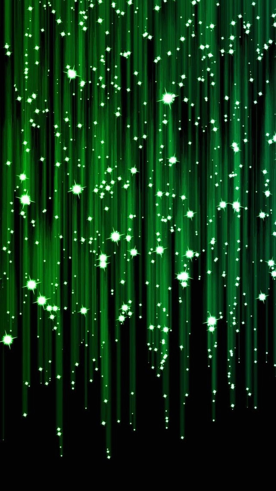 Pioggia digitale, Luci verdi, Sfondo nero, schermata di blocco dello smartphone