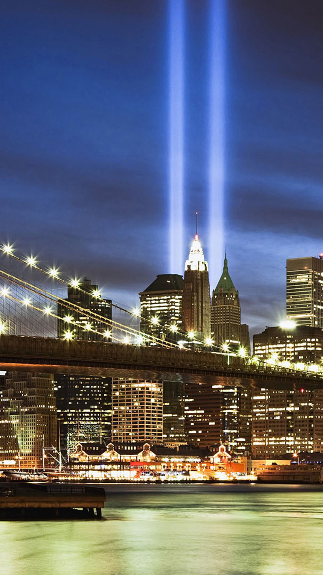 Tribute in Light, Ponte di Brooklyn, New York, Notte, Full HD, schermata di blocco del cellulare