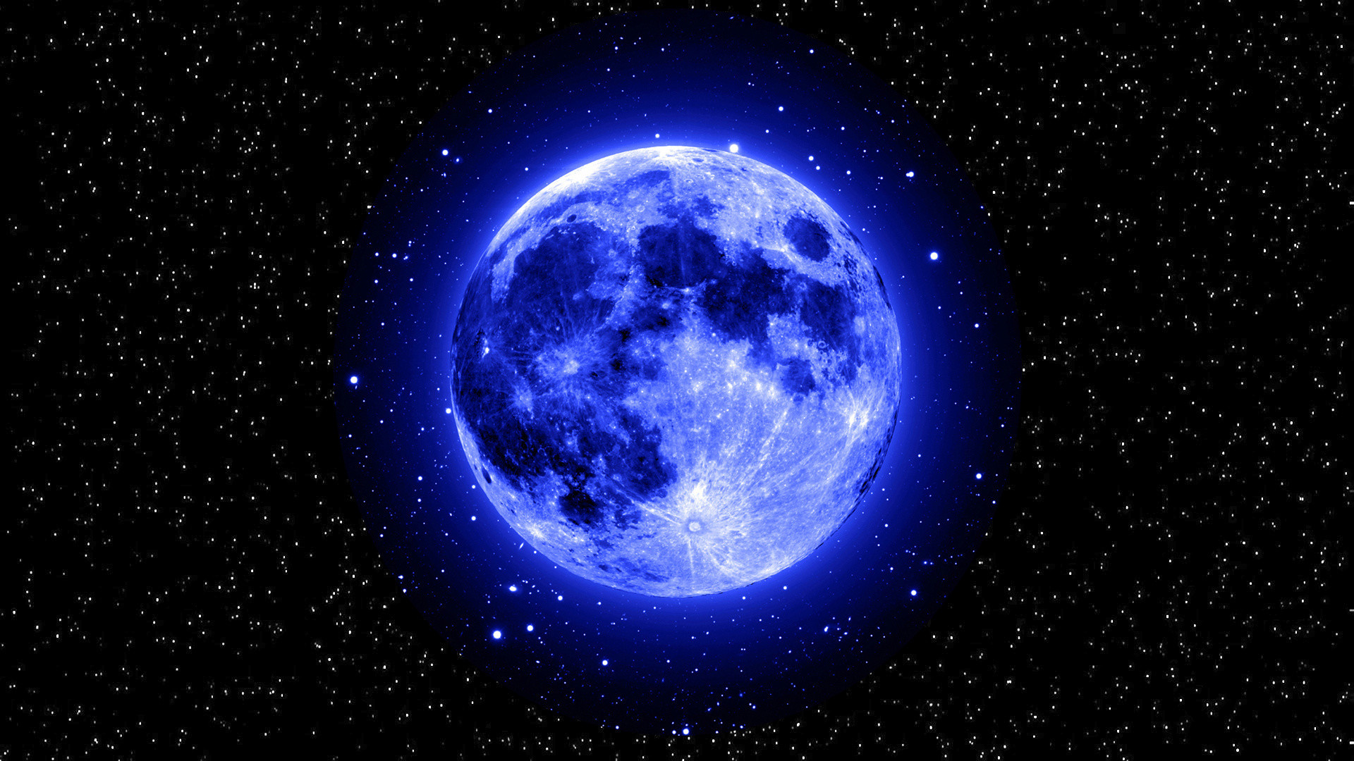Luna blu, Stelle, Spazio, Full HD, sfondo desktop