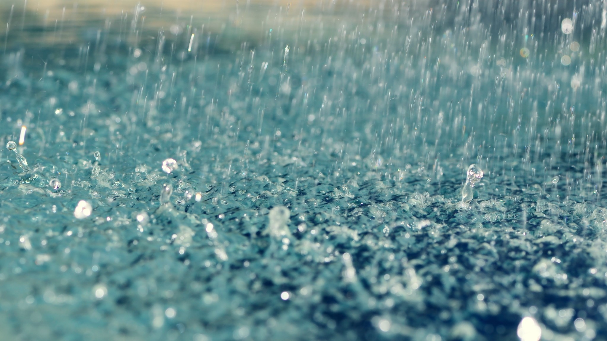 Pioggia, Gocce, Spruzzi, Verde acqua, 16:9 Full HD, wallpaper widescreen