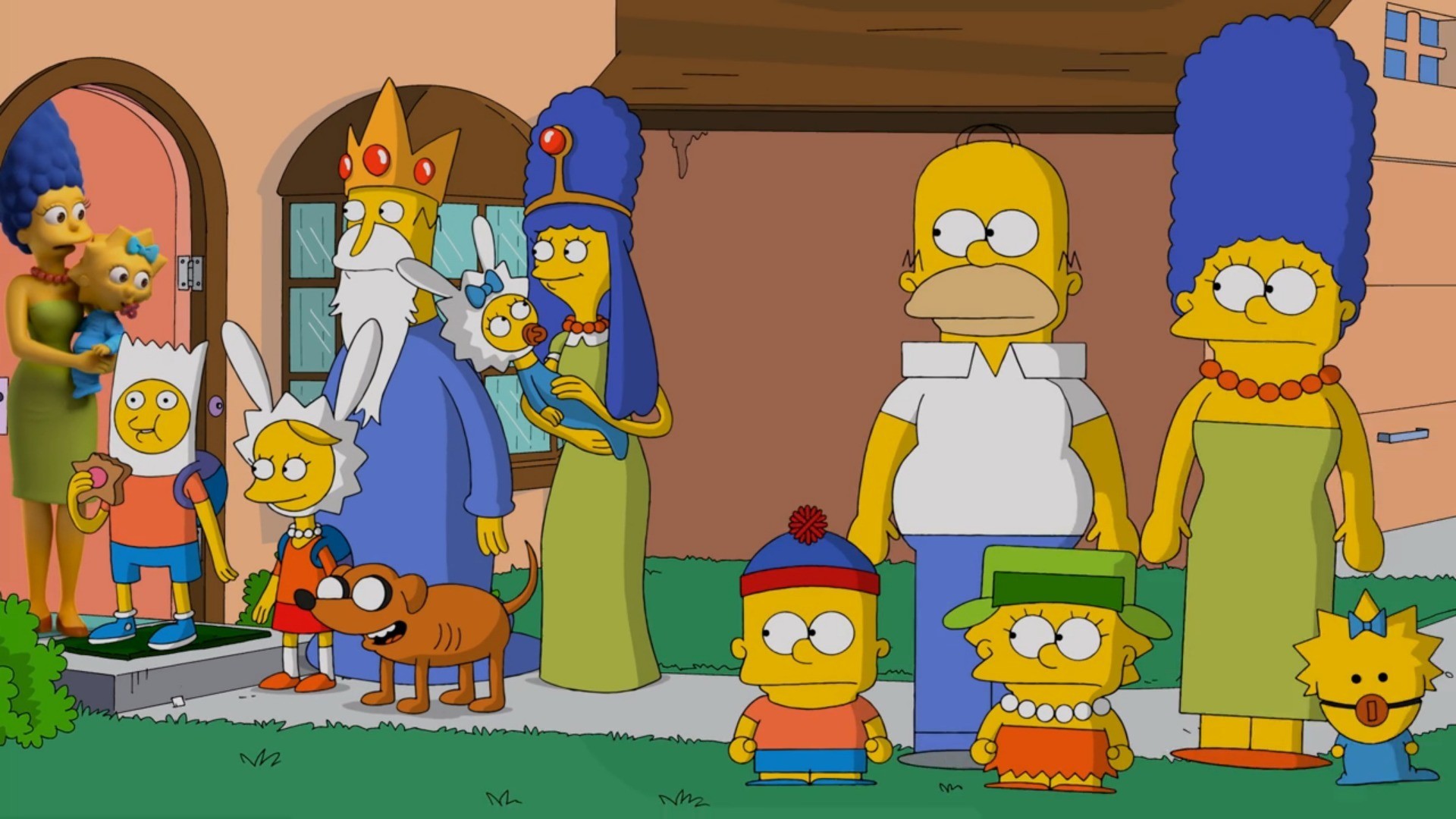 I Simpson, Adventure Time, Finn, Jake, Crossover, 16:9 Full HD, sfondo widescreen