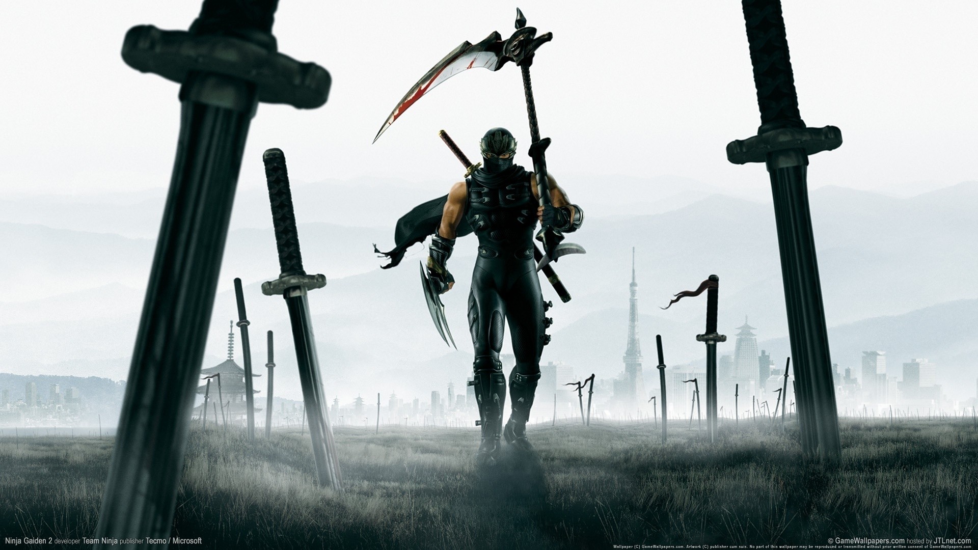 Ryu Hayabusa, Ninja Gaiden, Spade, Paesaggio, 16:9 Full HD, sfondo widescreen