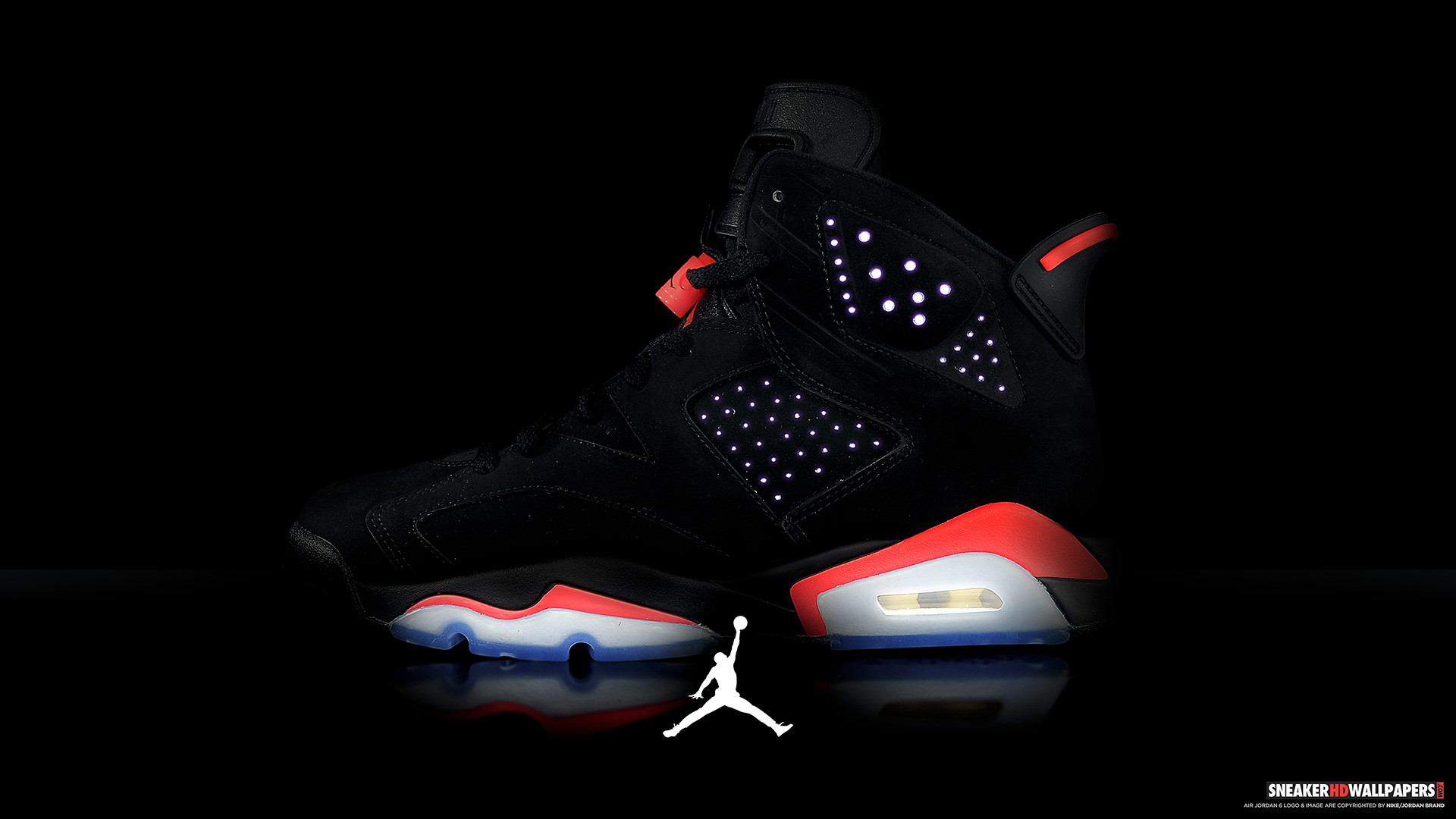 Air Jordan 6, Infrared, Jordan, Sneaker, Sfondo nero, Full HD, wallpaper per computer