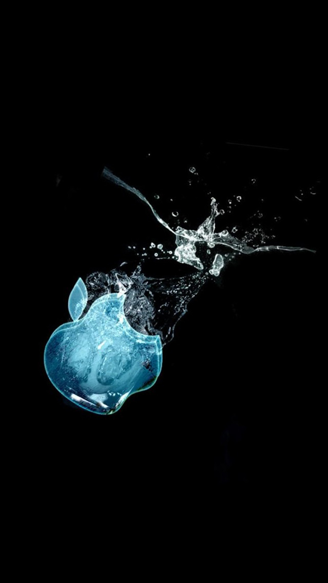 Logo Apple, Splash d'acqua, Sfondo nero, wallpaper iPhone 6