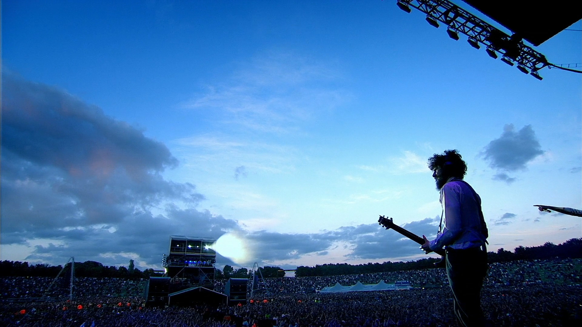 Linkin Park, Concerto, Chitarrista, Cielo blu, Palco, 16:9 Full HD, sfondo widescreen