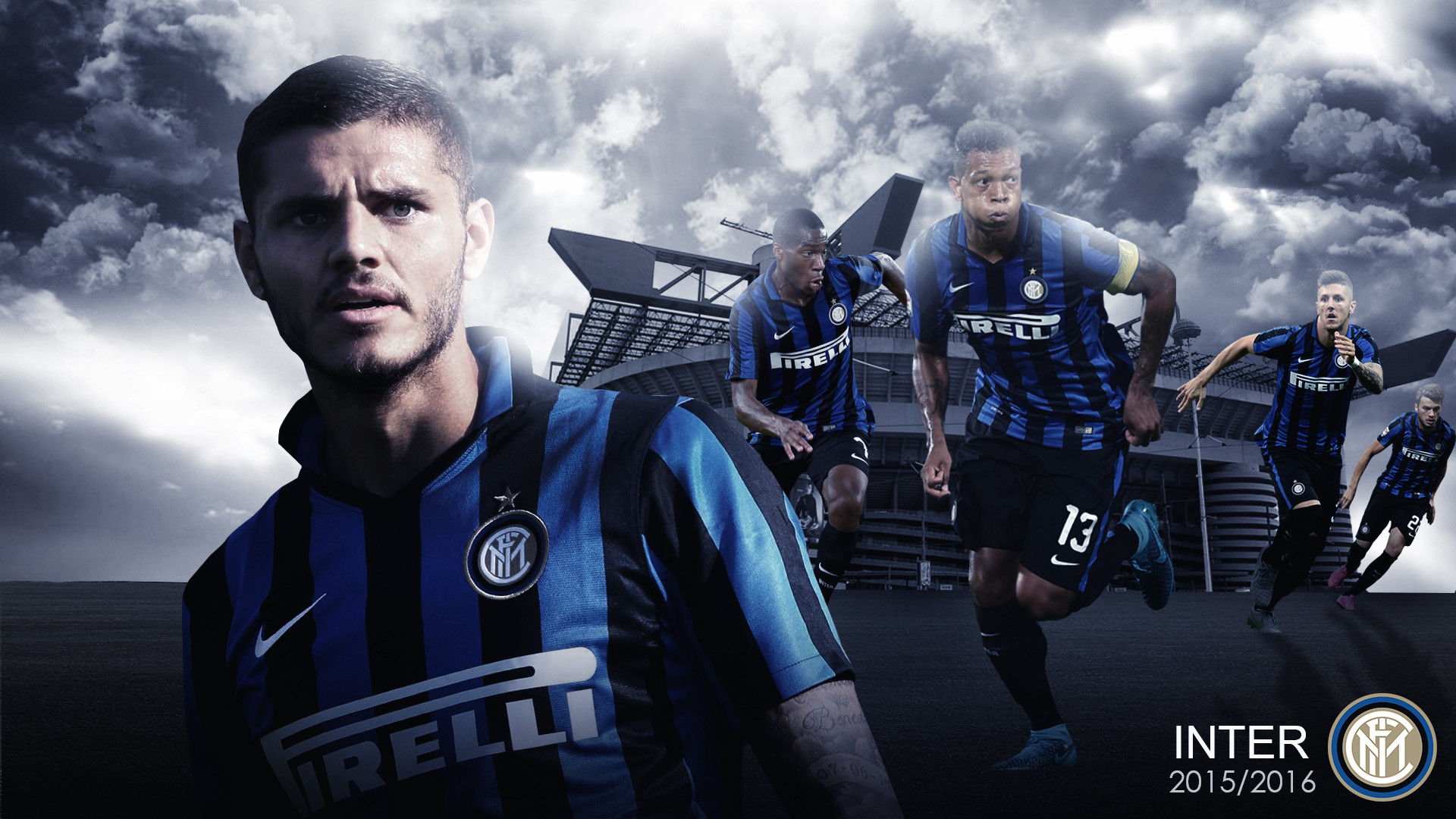 Mauro Icardi, Inter, Squadra 2015/2016, Stadio, 1920x1080, sfondo per PC