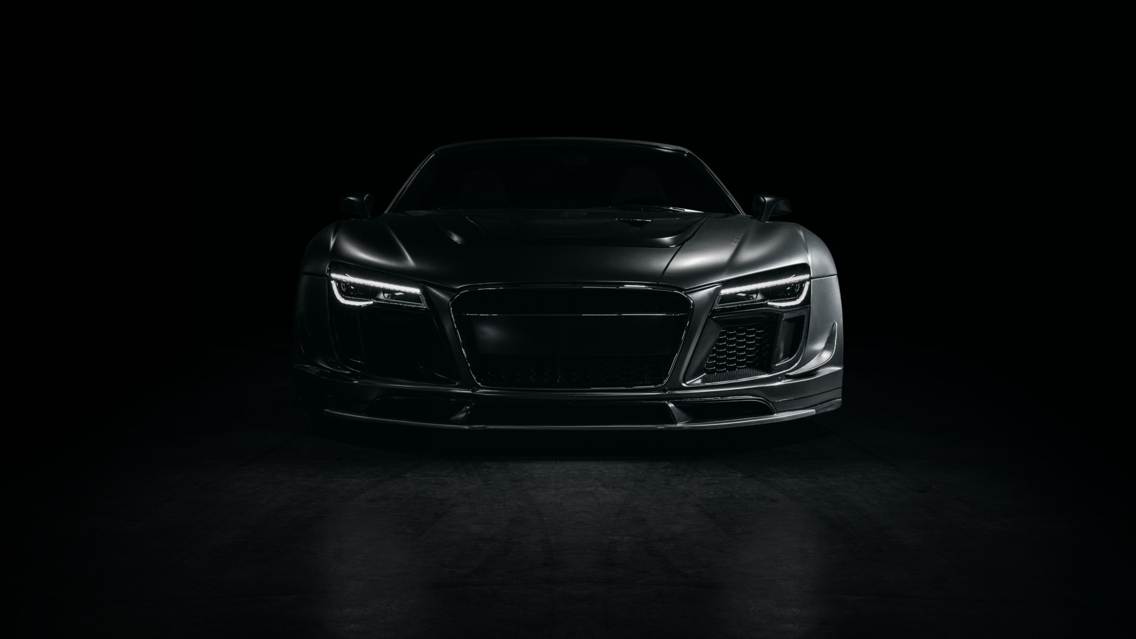 Audi R8, Audi, Sfondo nero, Supercar, 4K, wallpaper desktop