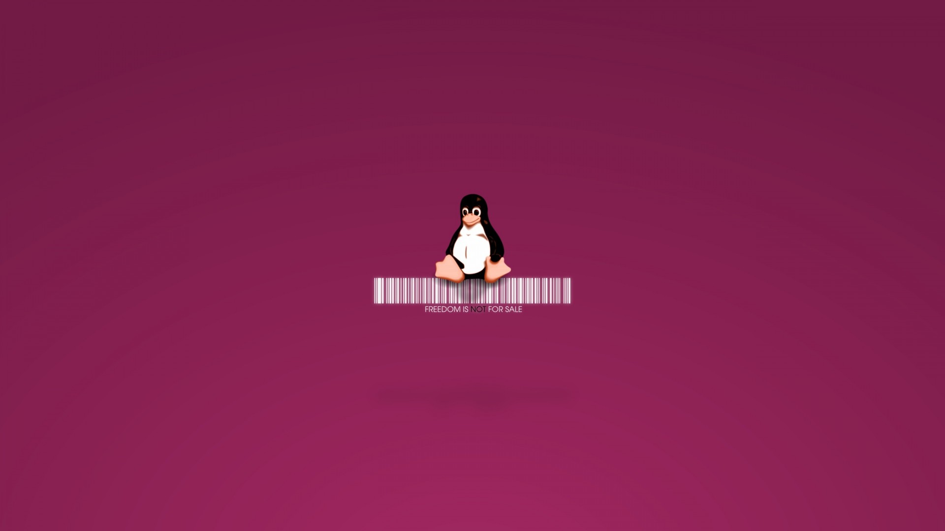 Tux, Linux, Codice a barre, Sfondo bordeaux, Full HD, wallpaper per computer