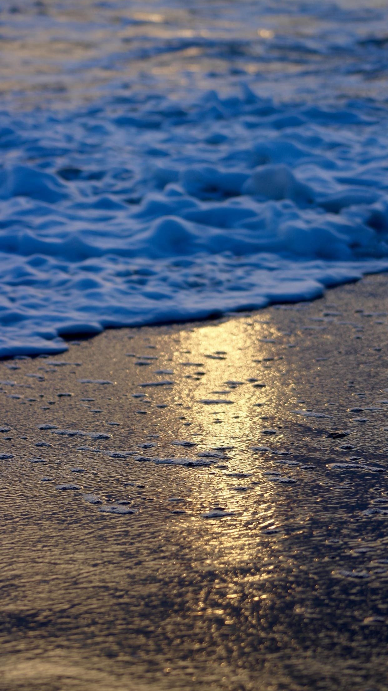 Spiaggia, Onde, Schiuma, Sabbia bagnata, sfondo iPhone Full HD