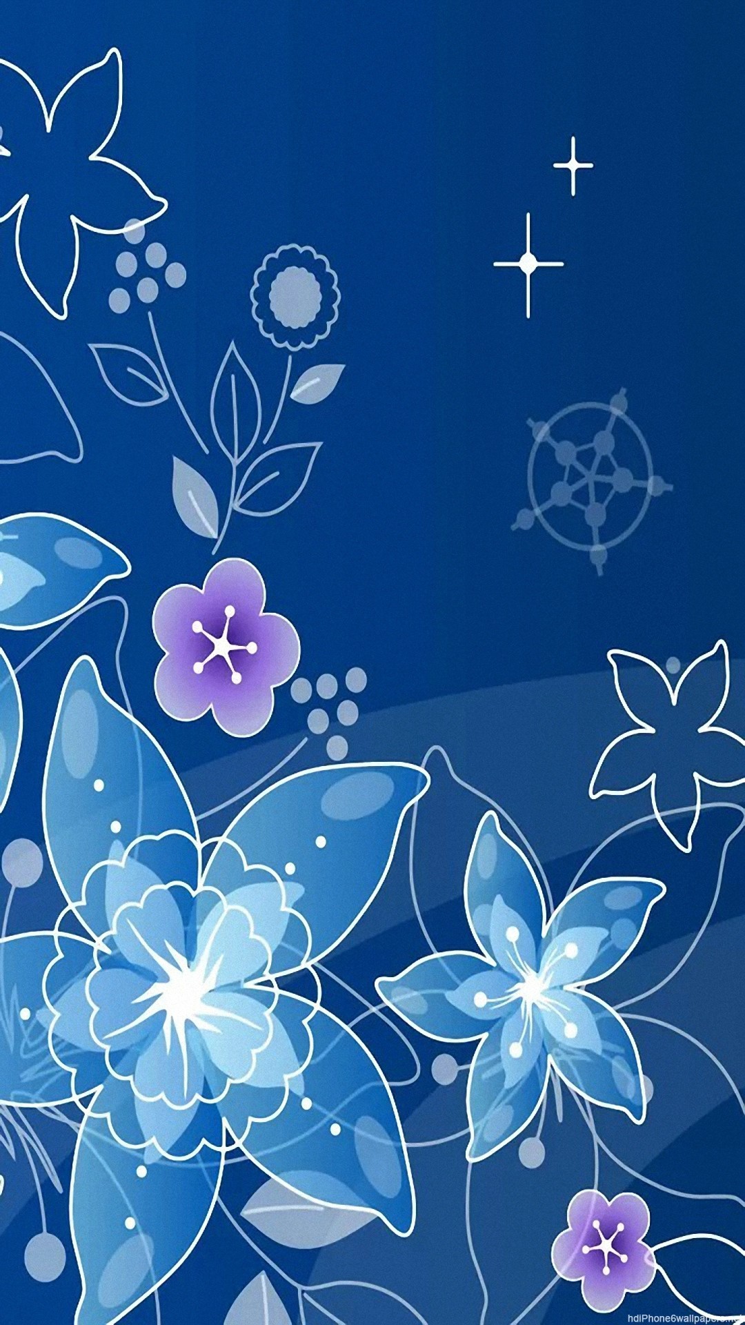 Fiori, Arte vettoriale, Blu, Motivo floreale, sfondo per iPhone 6