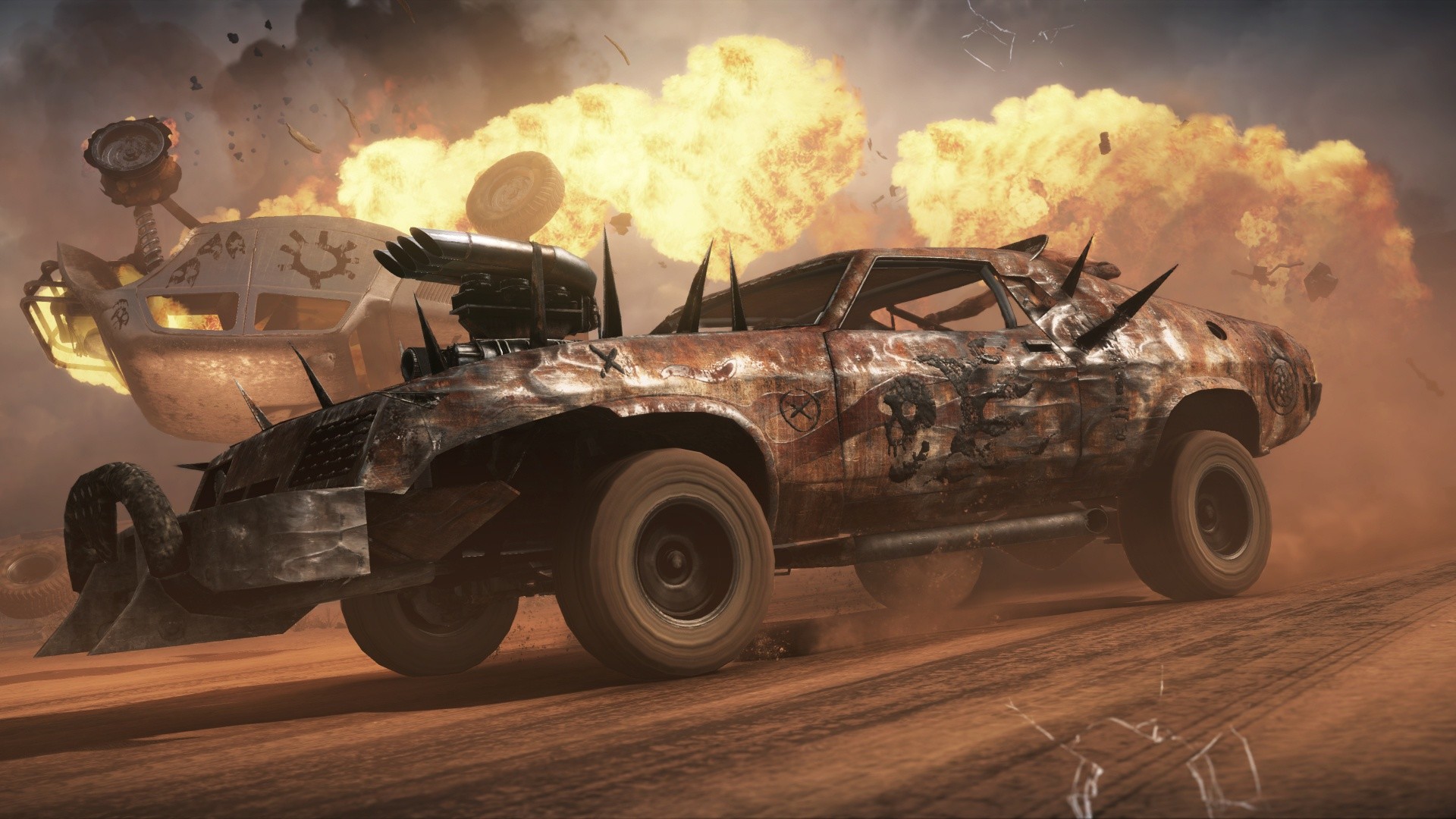 Mad Max, Videogioco, Auto da guerra, Esplosione, Deserto, 16:9 Full HD, sfondo widescreen