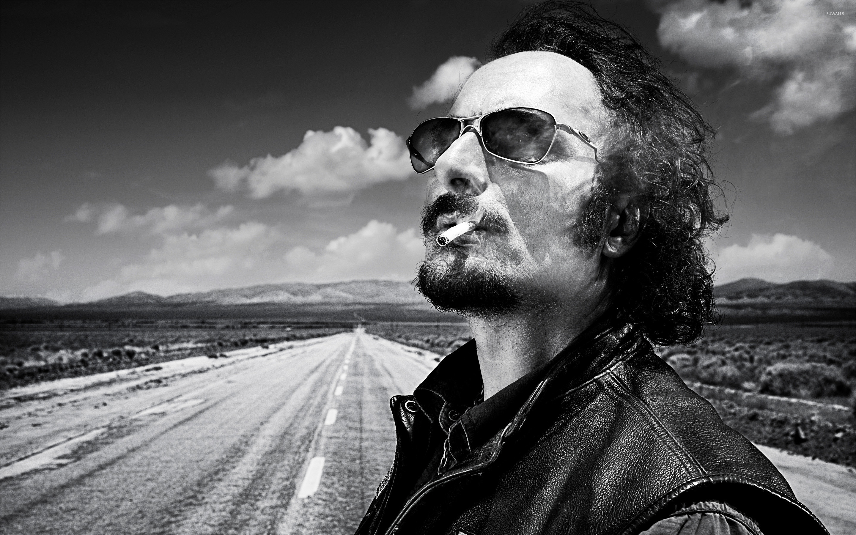 Kim Coates, Tig Trager, Sons of Anarchy, Bianco e nero, Strada, 2880x1800, sfondo MacBook Pro