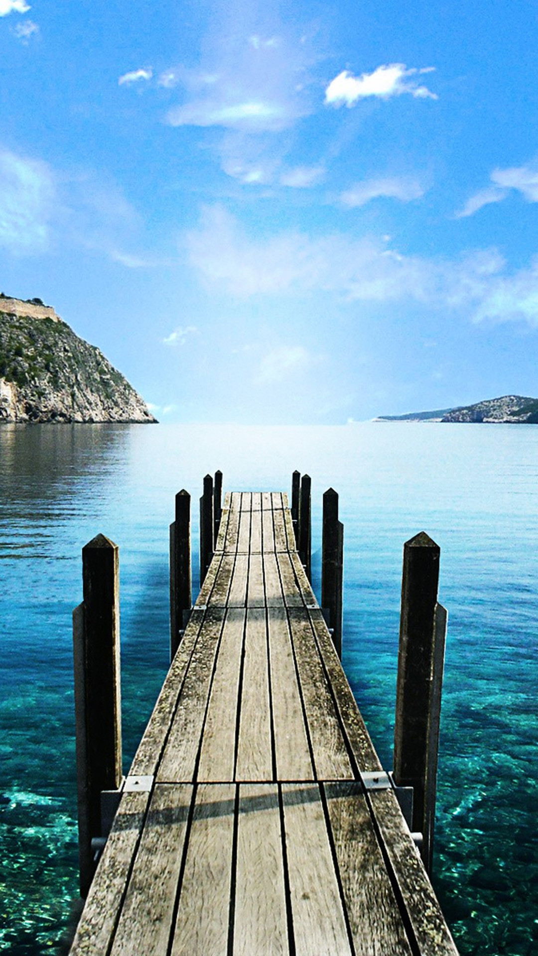 Pontile, Mare, Cielo azzurro, Costa, Estate, sfondo Galaxy S5