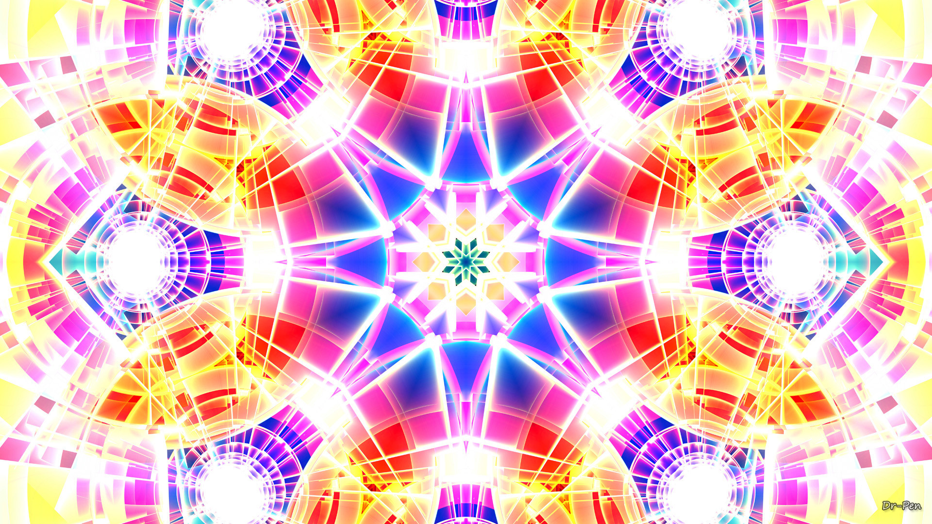 Caleidoscopio, Mandala, Colori vivaci, Luce, Full HD, sfondo Windows 11