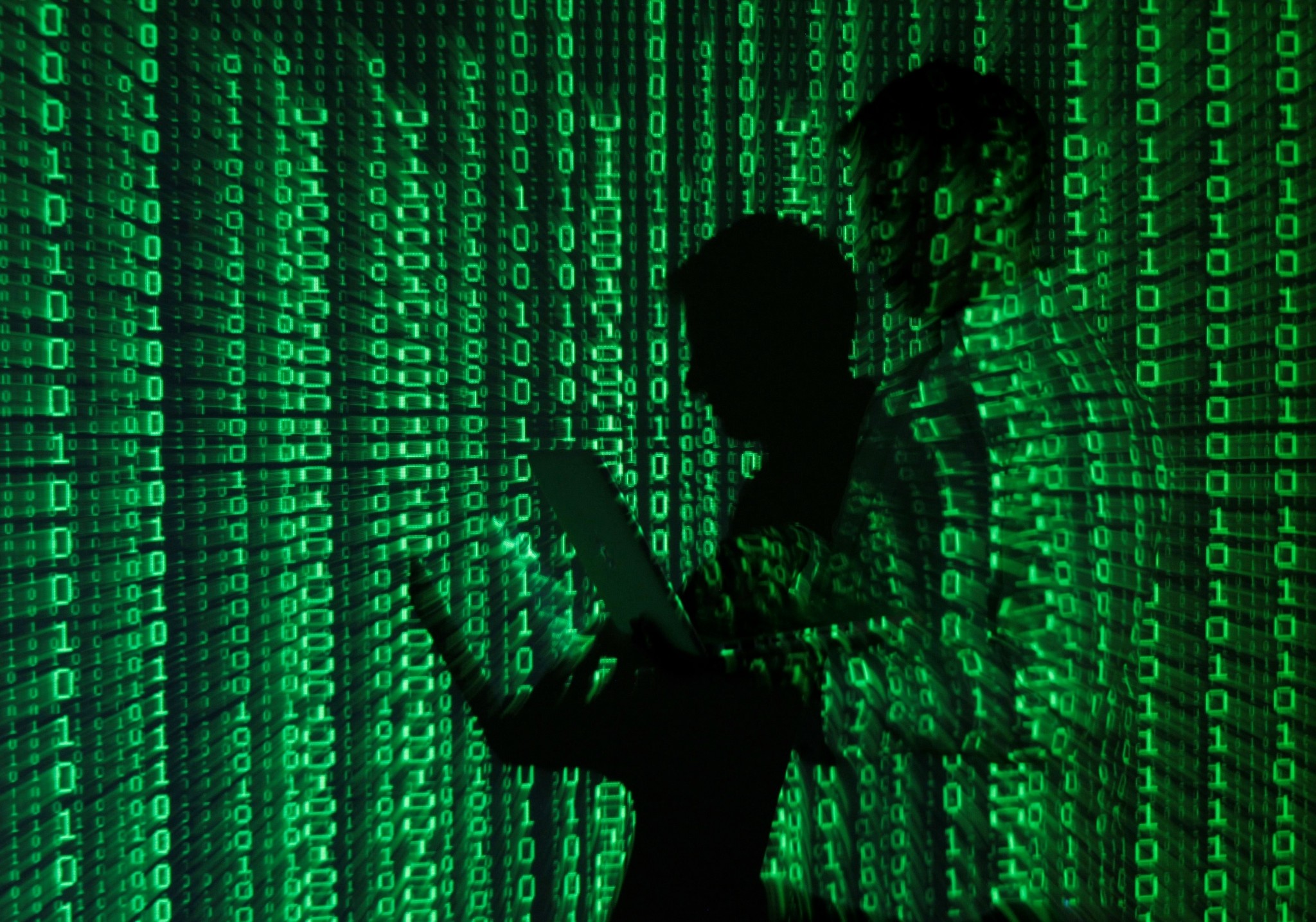 Matrix, Silhouette, Codice binario, Verde, Full HD, sfondo desktop