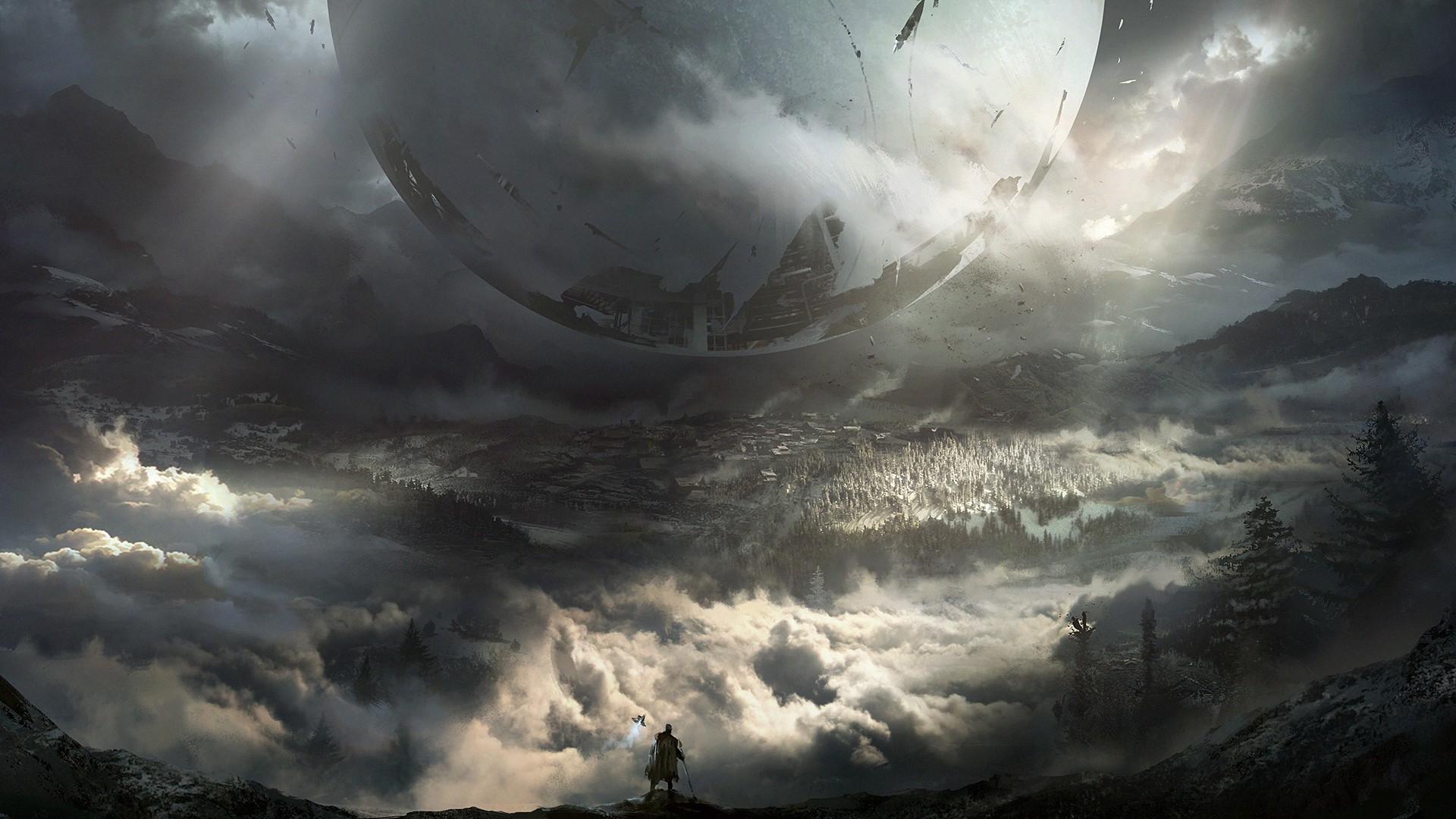 Skyrim, The Elder Scrolls, Nuvole tempestose, Paesaggio, Full HD, wallpaper per portatile