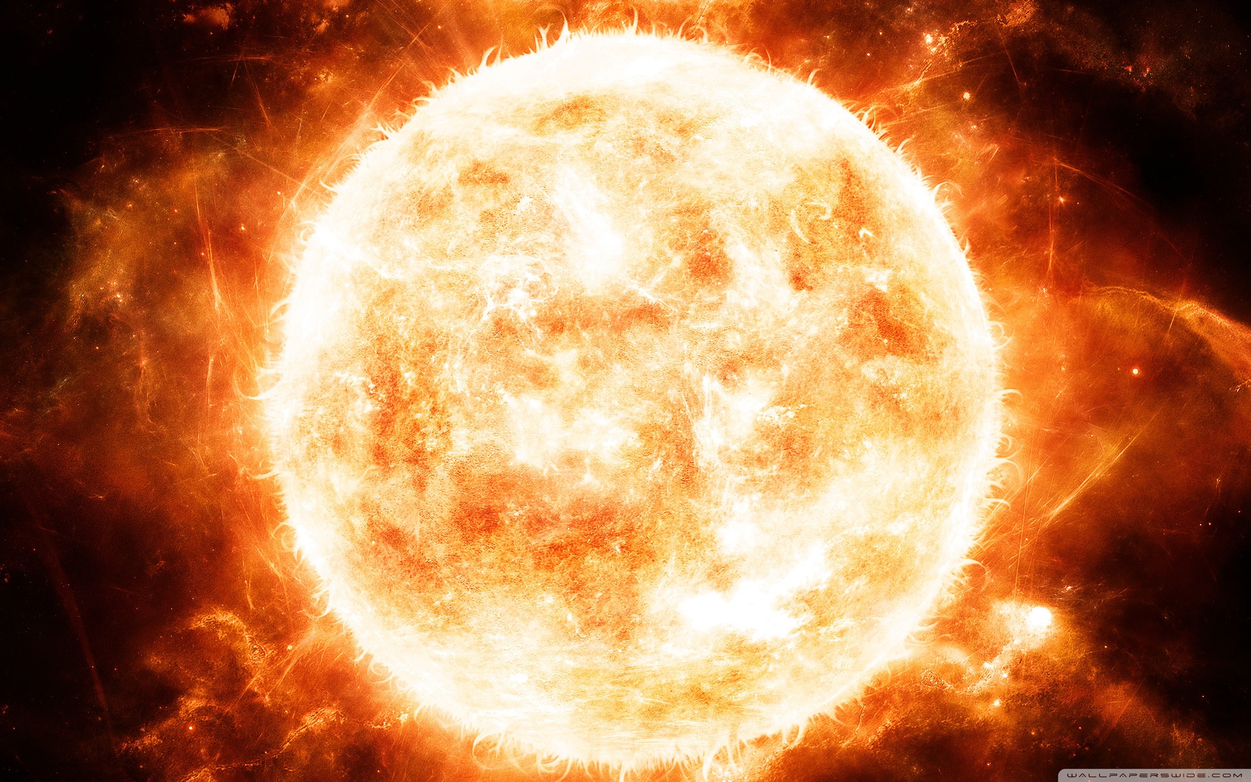 Sole, Brillamenti solari, Stella, Spazio, 2K, sfondo per portatile
