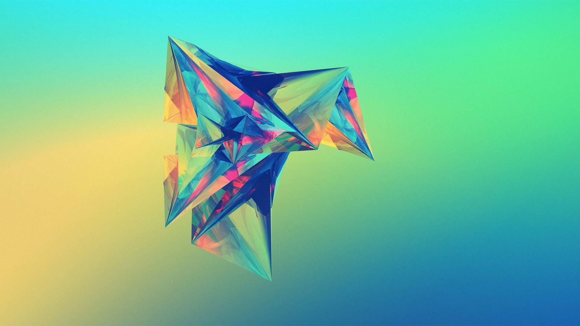 Low poly, Forma astratta, Gradiente, 16:9 Full HD, sfondo widescreen