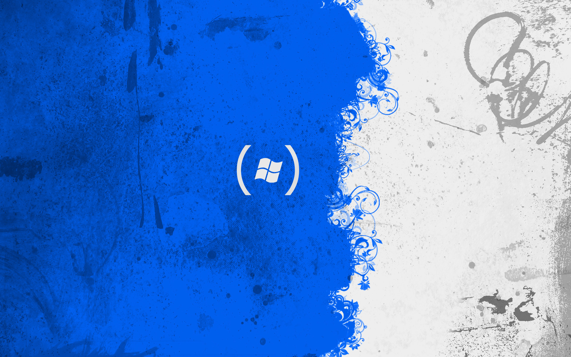 Windows, Logo, Vernice blu, Stile grunge, Full HD, sfondo per PC