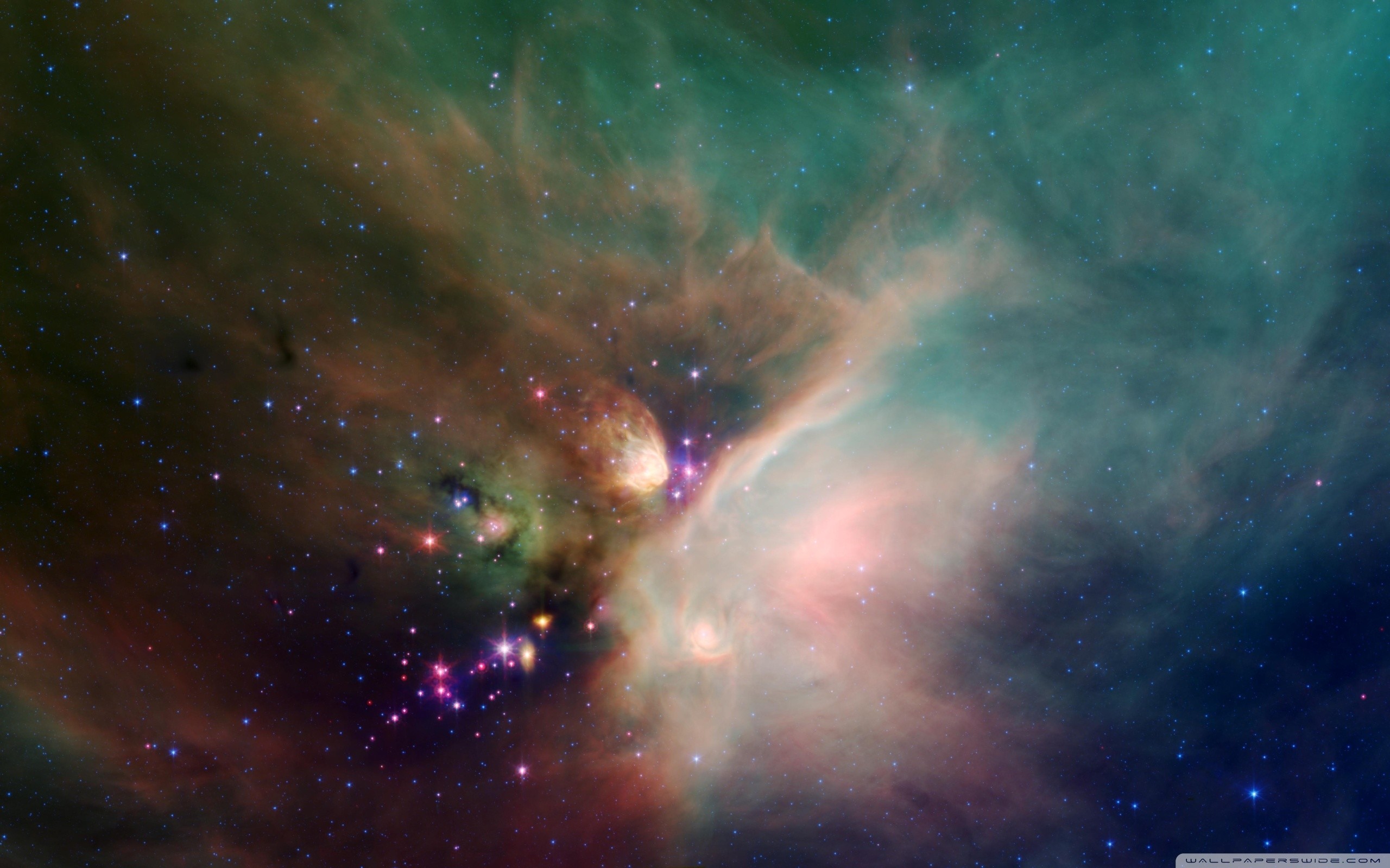 Rho Ophiuchi, Nebulosa, Stelle, Verde acqua, 2560x1600, sfondo MacBook Pro