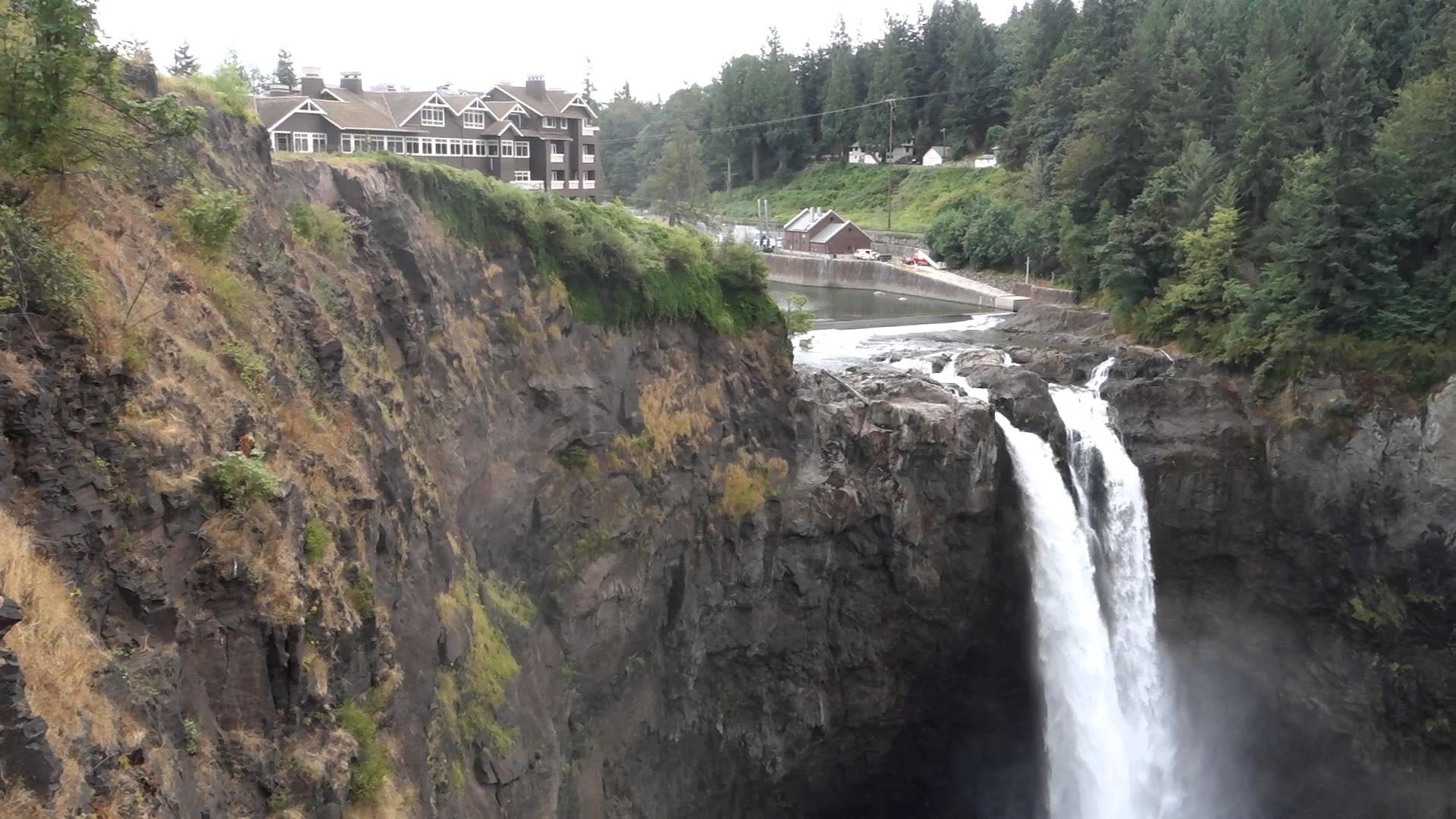 Cascate di Snoqualmie, Salish Lodge, Twin Peaks, Washington, Cascata, wallpaper desktop Full HD