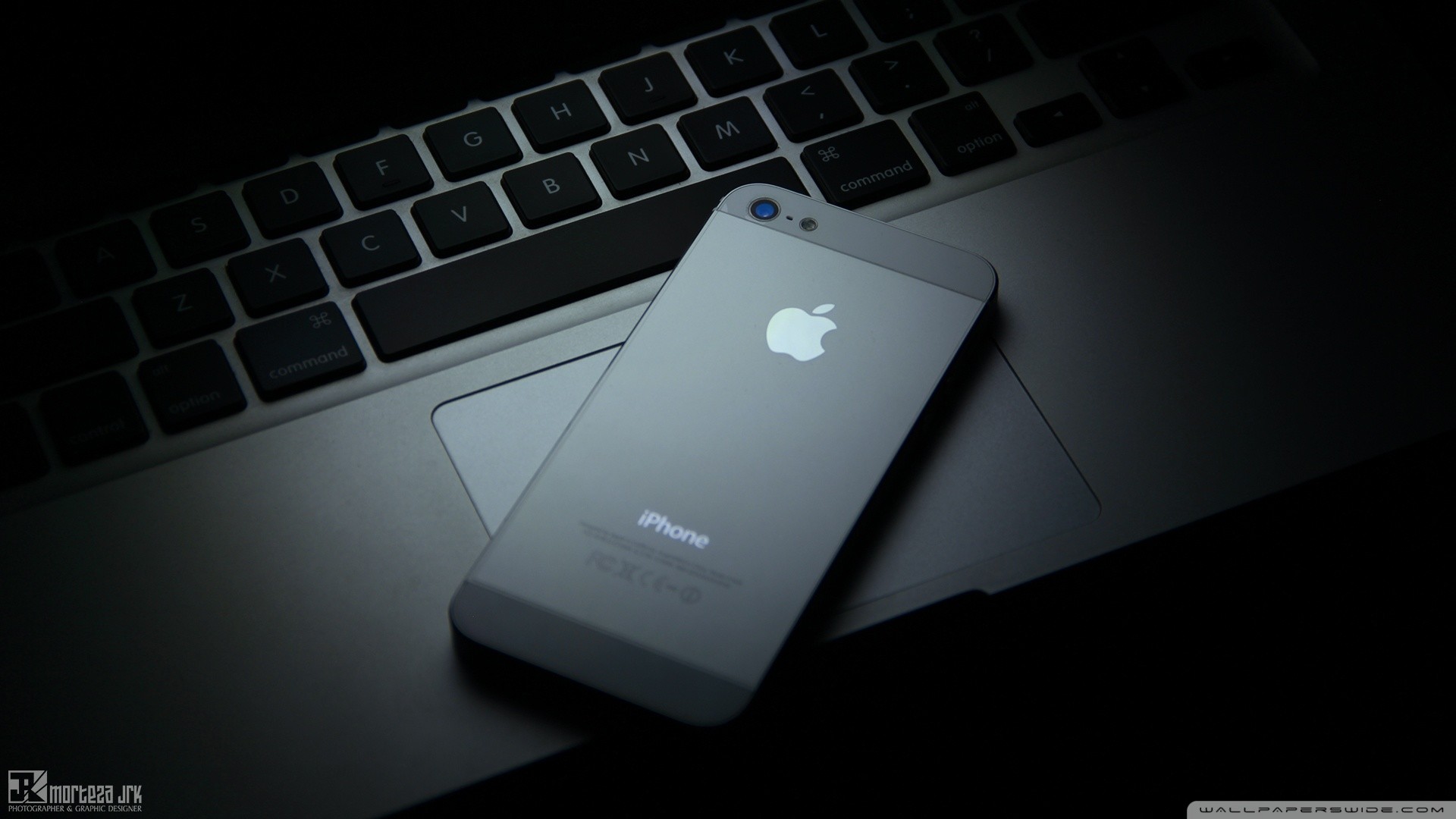 iPhone 5, MacBook, Tastiera, Bianco e nero, Full HD, immagine di sfondo Mac