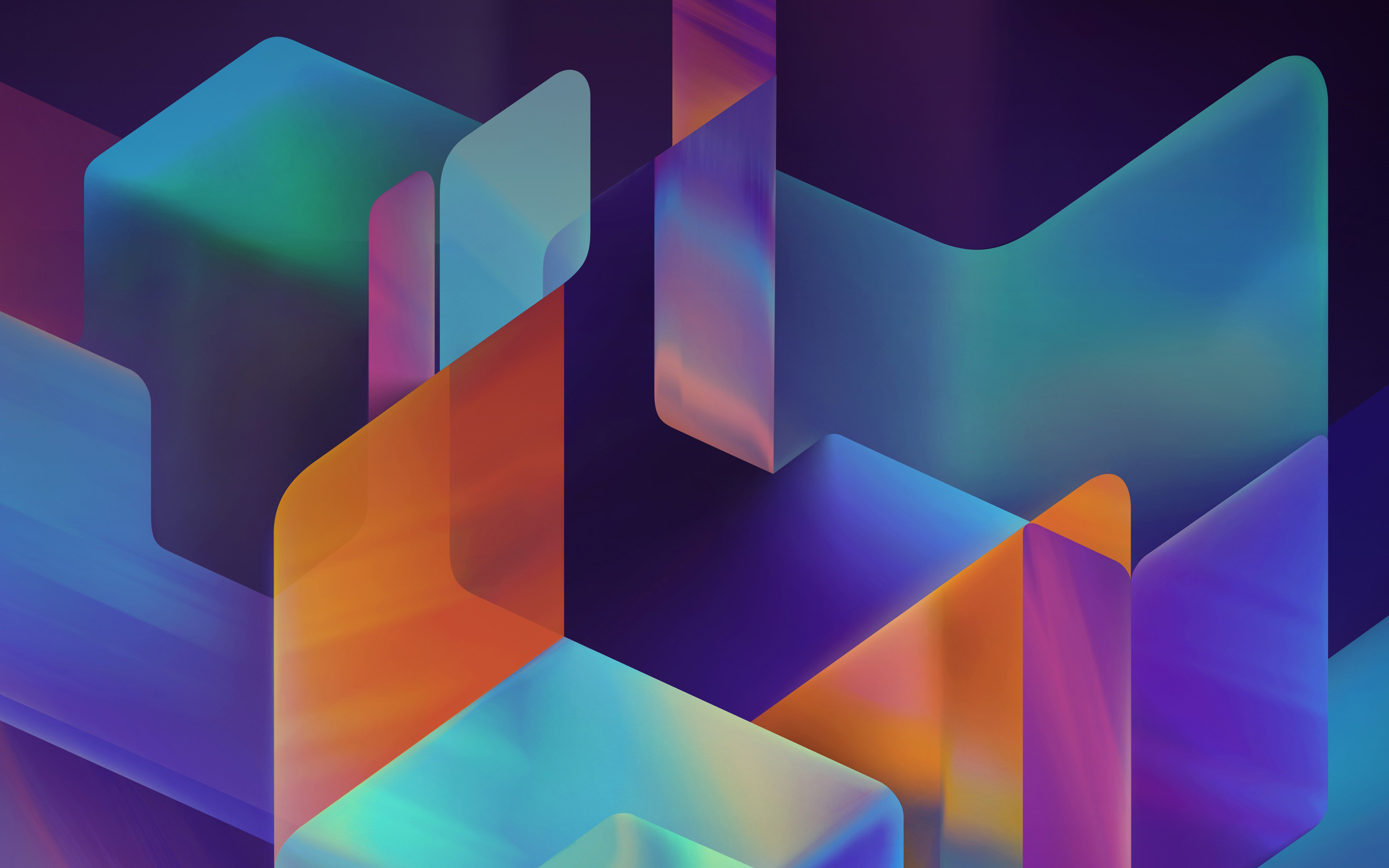 Forme 3D, Astratto, Colori vivaci, Geometrico, immagine di sfondo Android