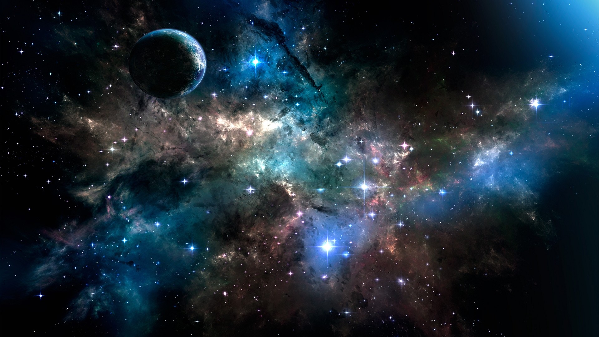 Nebulosa, Pianeti, Spazio, Stelle, 16:9 Full HD, sfondo widescreen